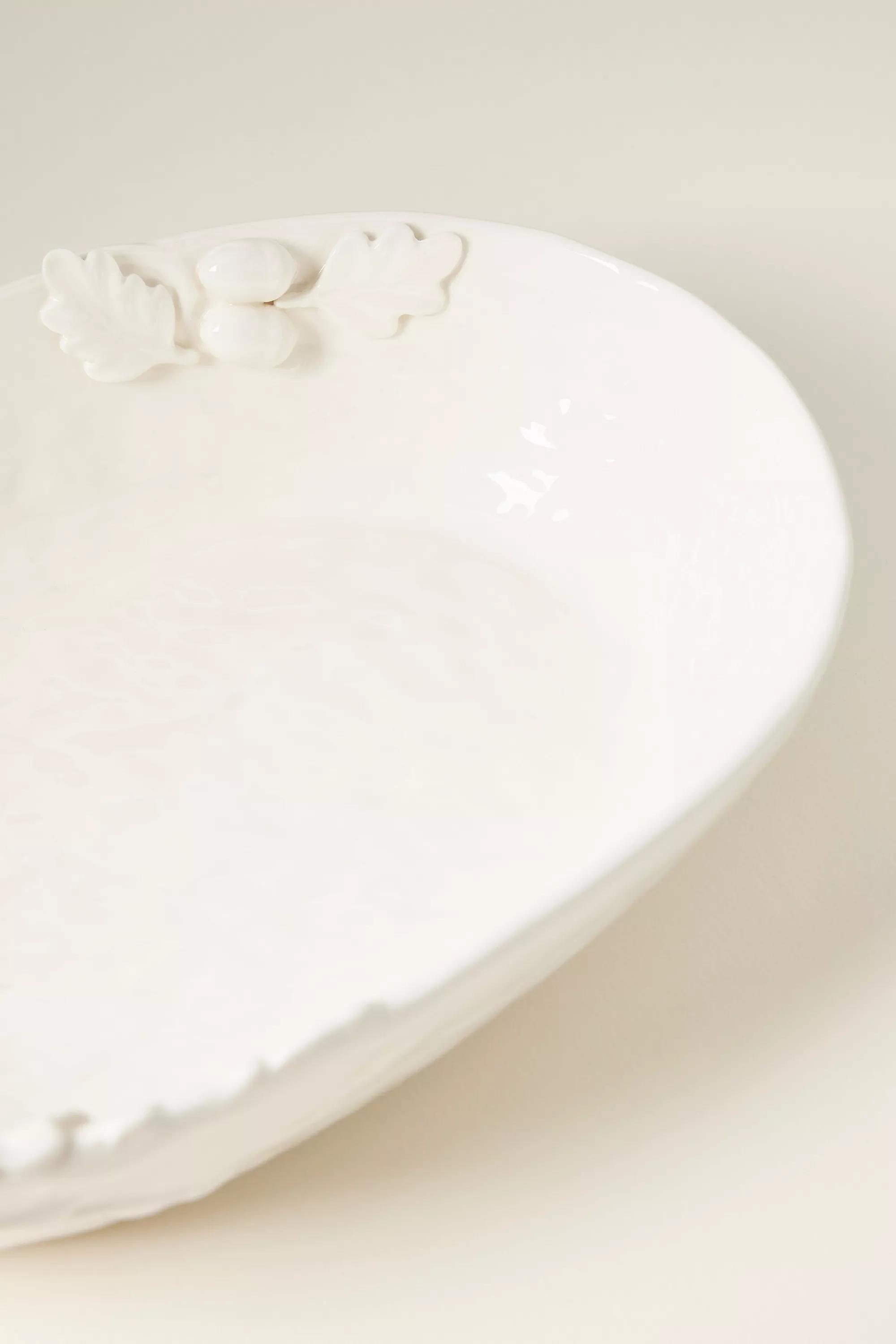 Oak Leaf Stoneware Medium Serve Bowl, Pearl, A501_0017, large image number 2