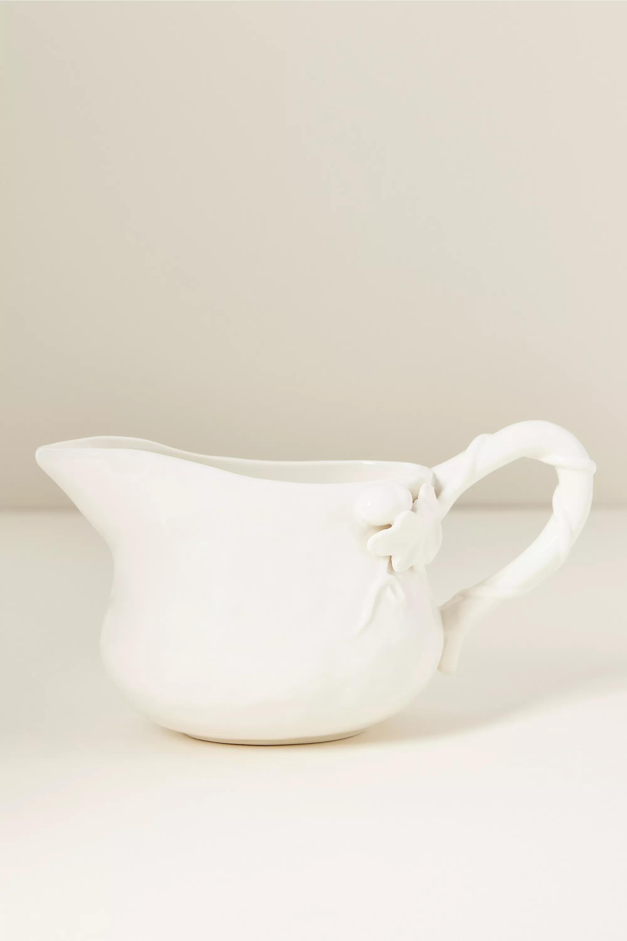 Oak Leaf Stoneware Gravy Boat, Pearl, A501_0017, medium