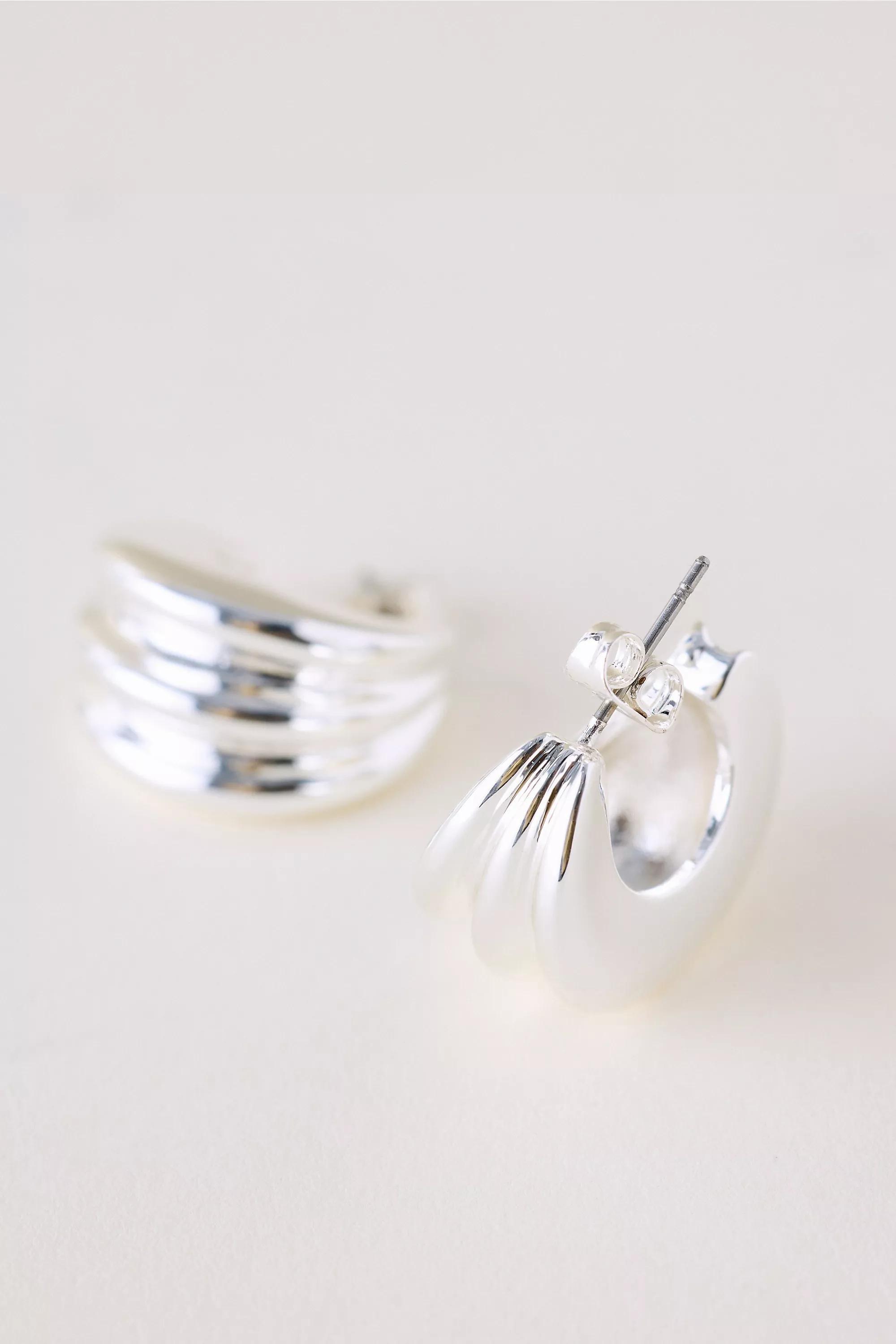 SILVER Chunky Rib Earrings, A501_0007, medium