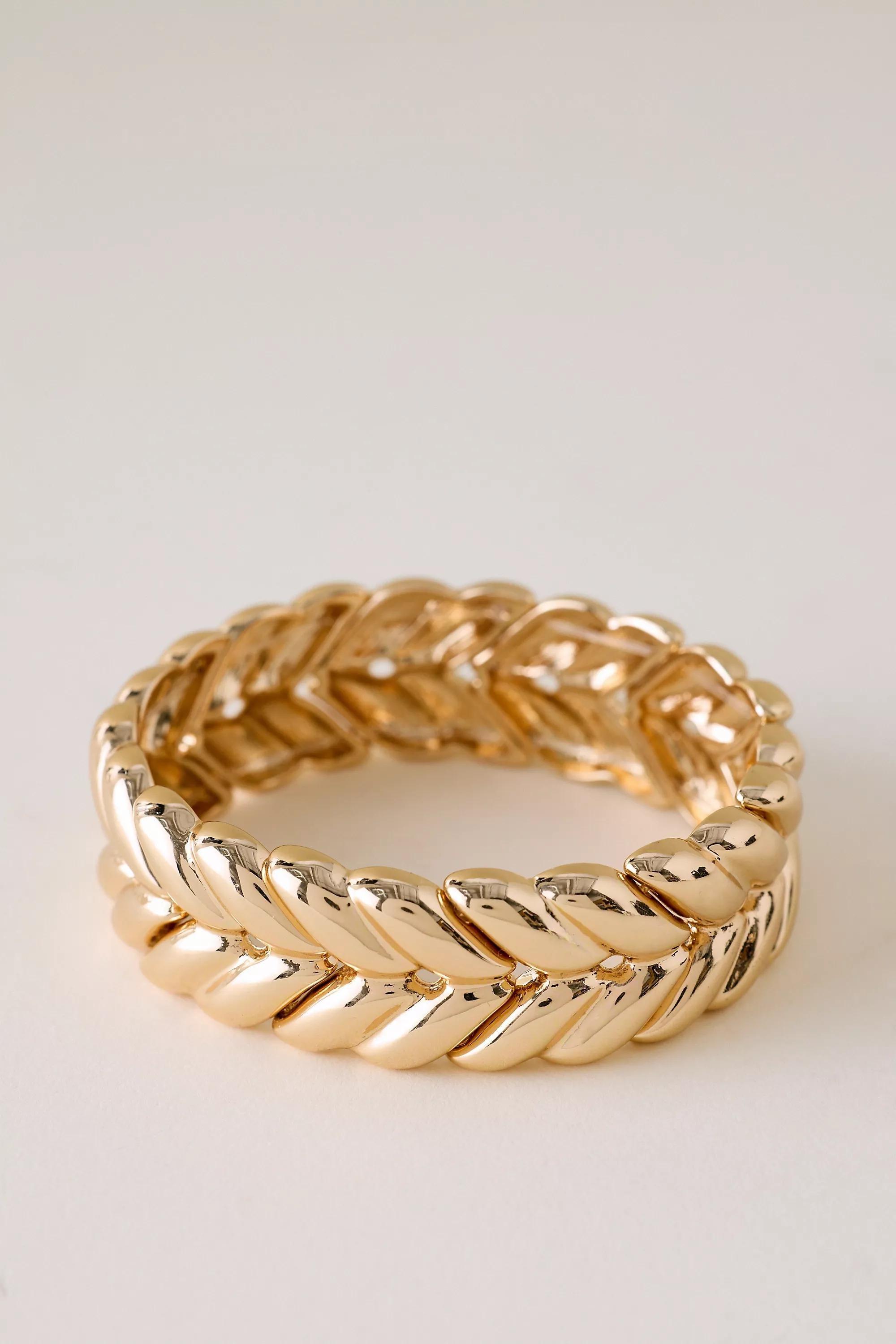 Chicklet Cuff Bracelet, Gold, A501_0070, large image number 0