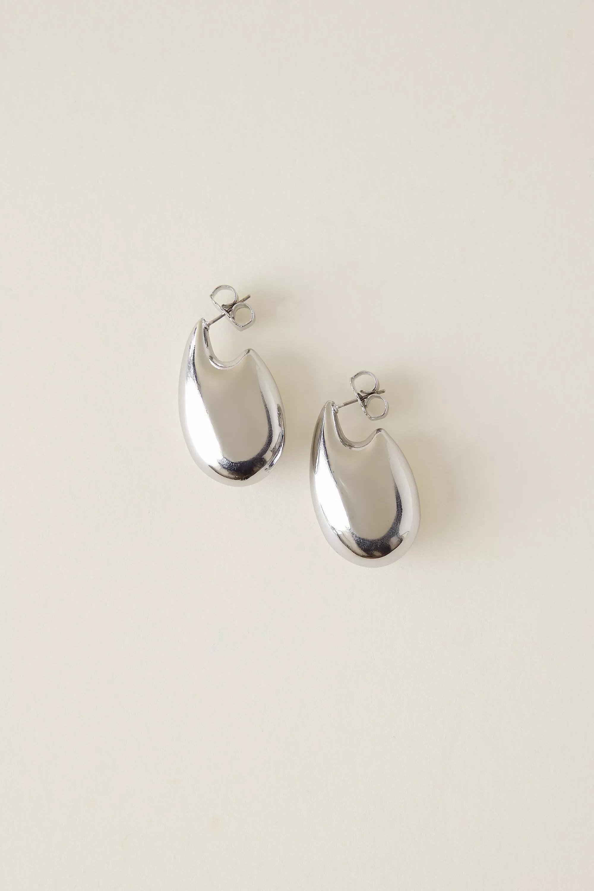 Dome Chunky Drop Earrings, Silver, A501_0007, large image number 3