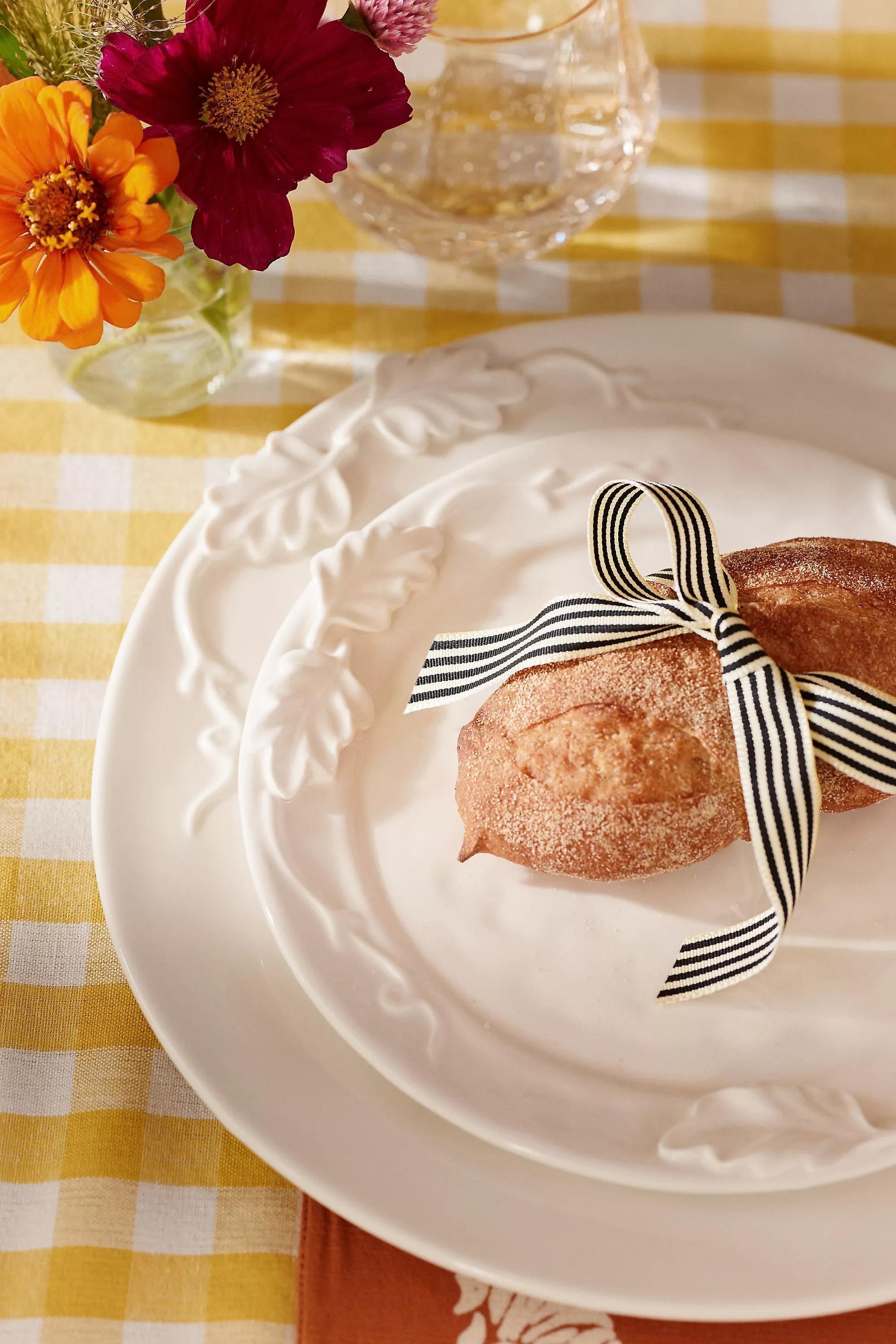 Oak Leaf Stoneware Dinner Plate, White, A501_0014, large image number 2