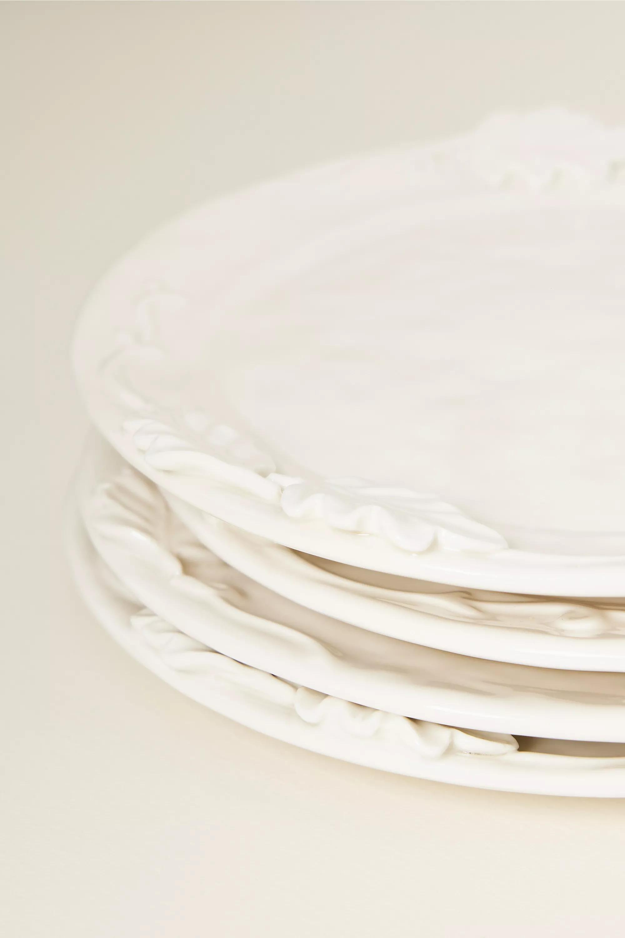 Oak Leaf Stoneware Dessert Plate, White, A501_0014, large image number 3