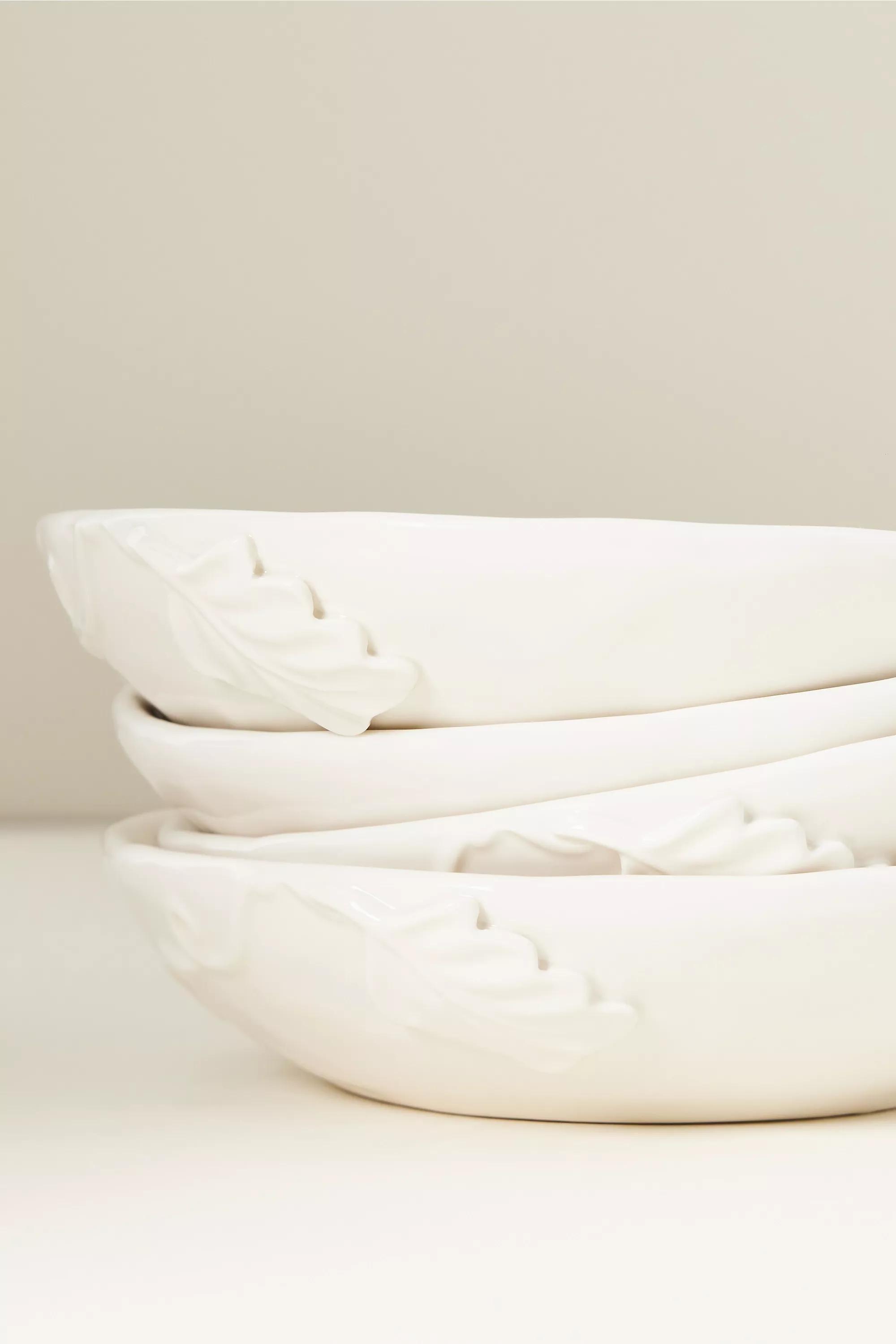 NEUTRAL Oak Leaf Stoneware Pasta Bowl, A501_0014, medium