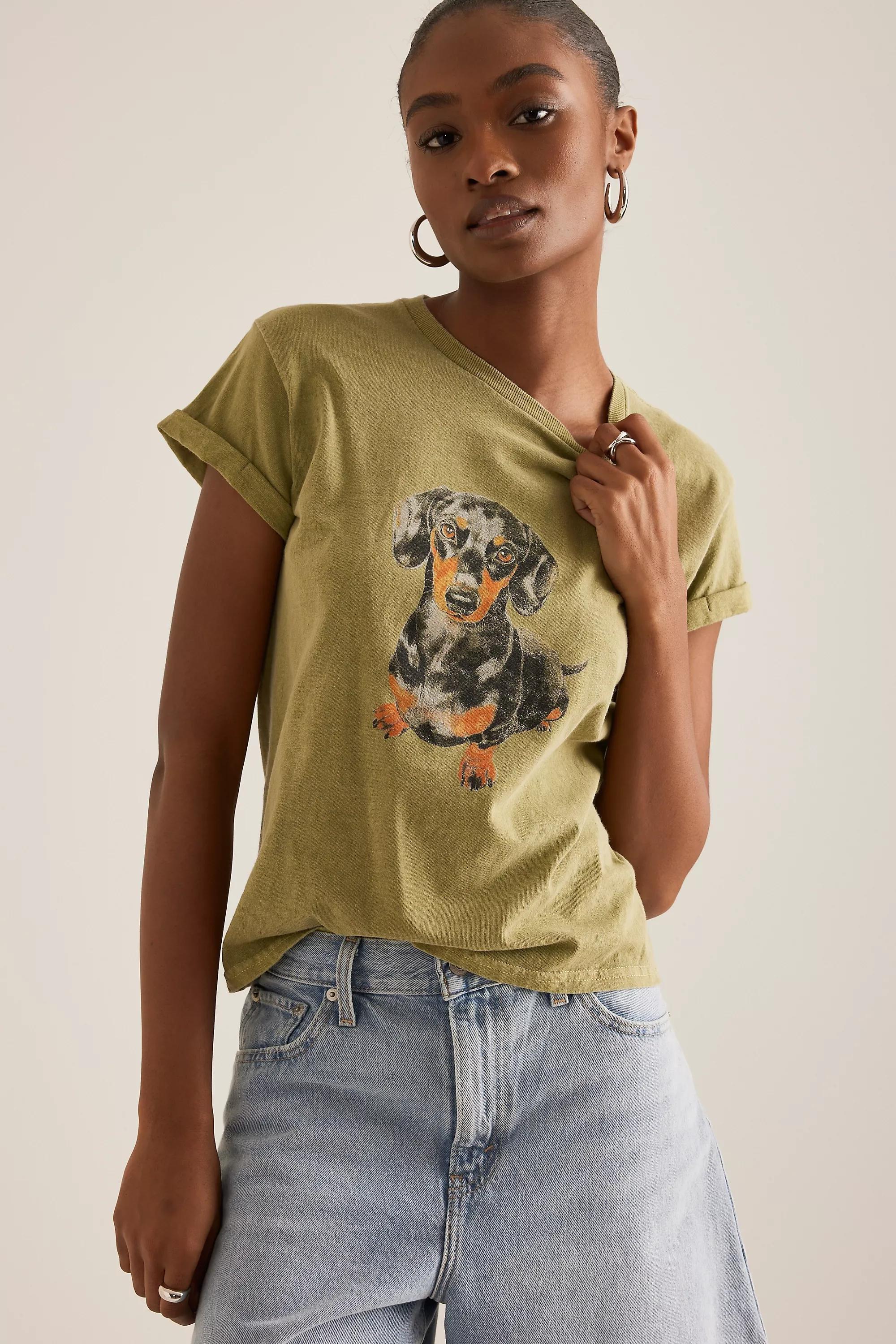 By Anthropologie Printed T- Shirt, Green, , large image number 0