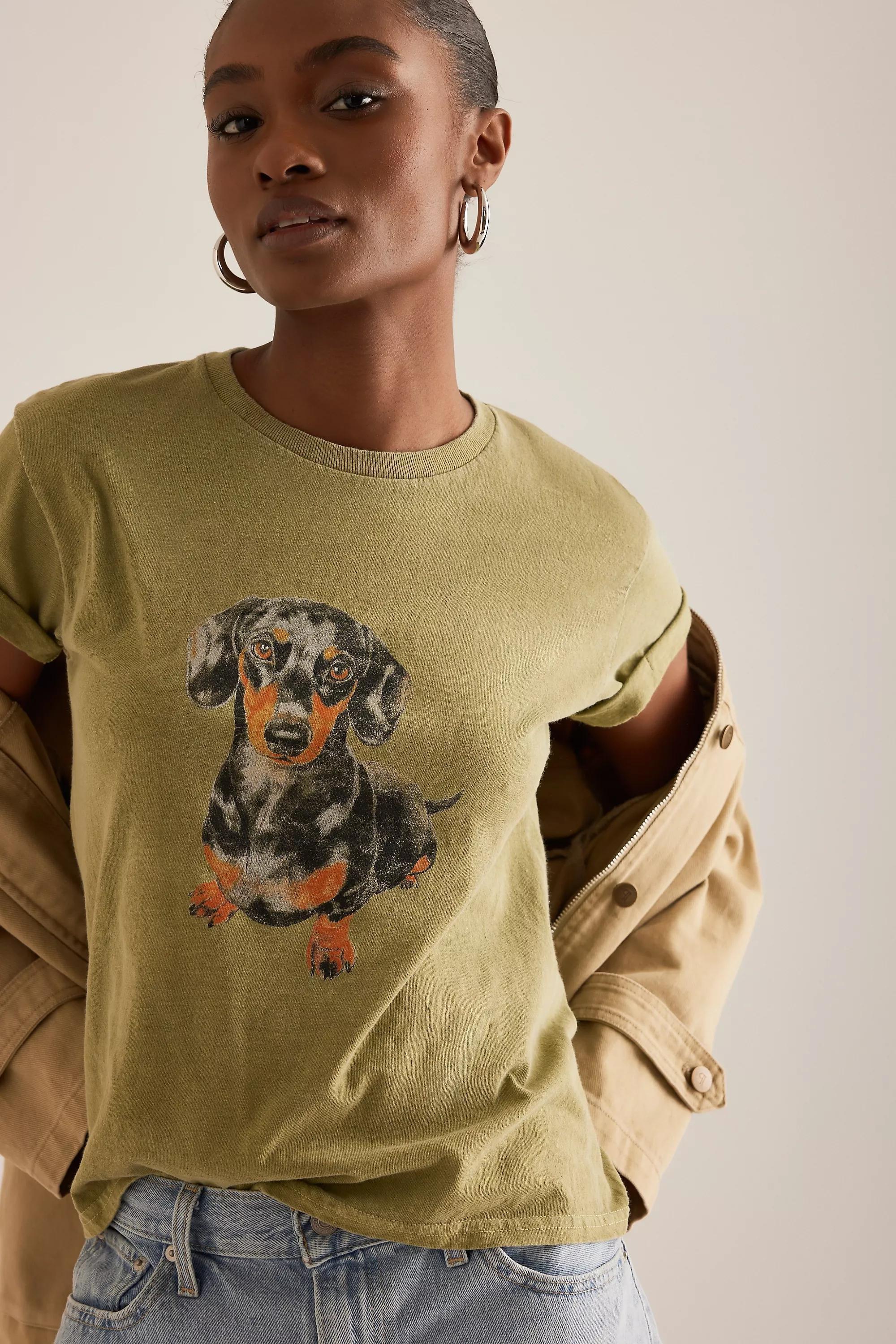 By Anthropologie Printed T- Shirt, Green, , large image number 1
