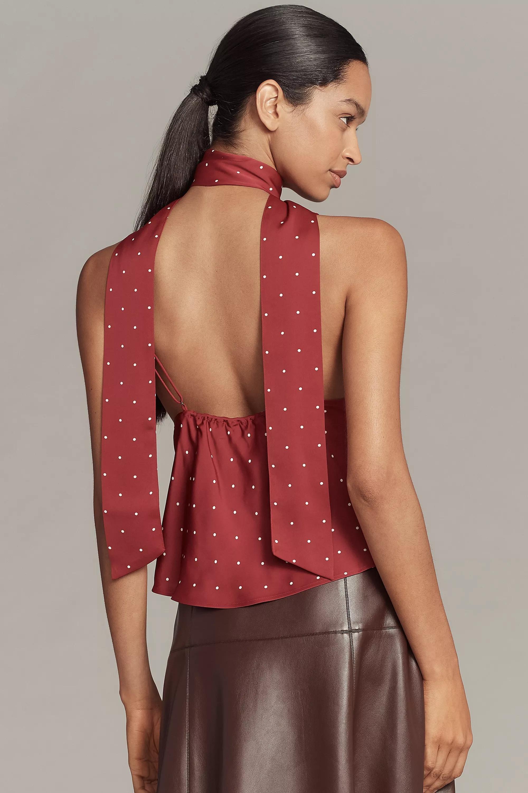 By Maeve Scarf-Neck Printed V-Neck Cami Top, Red, A501_0061, large image number 1