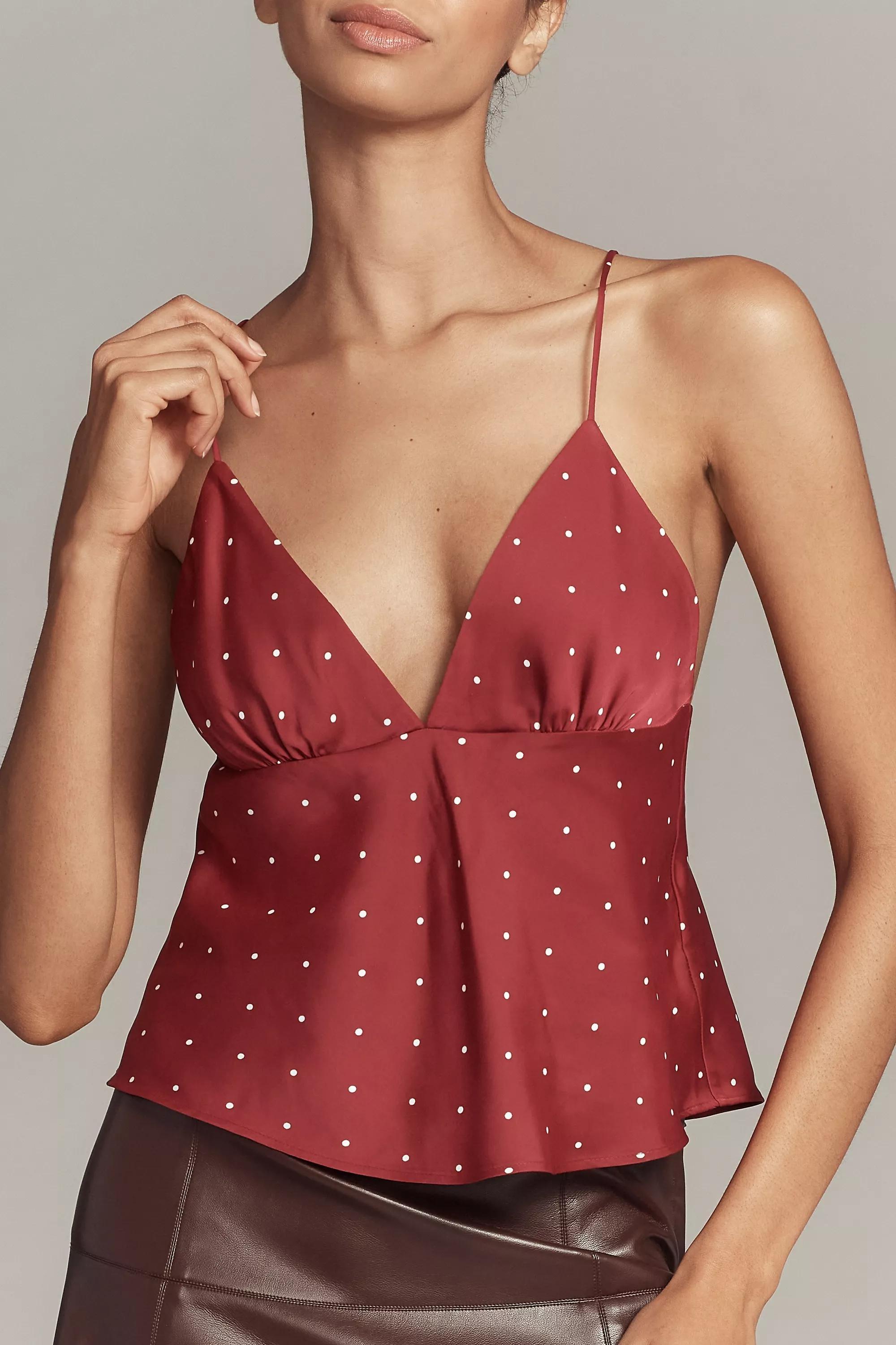 By Maeve Scarf-Neck Printed V-Neck Cami Top, Red, A501_0061, large image number 2