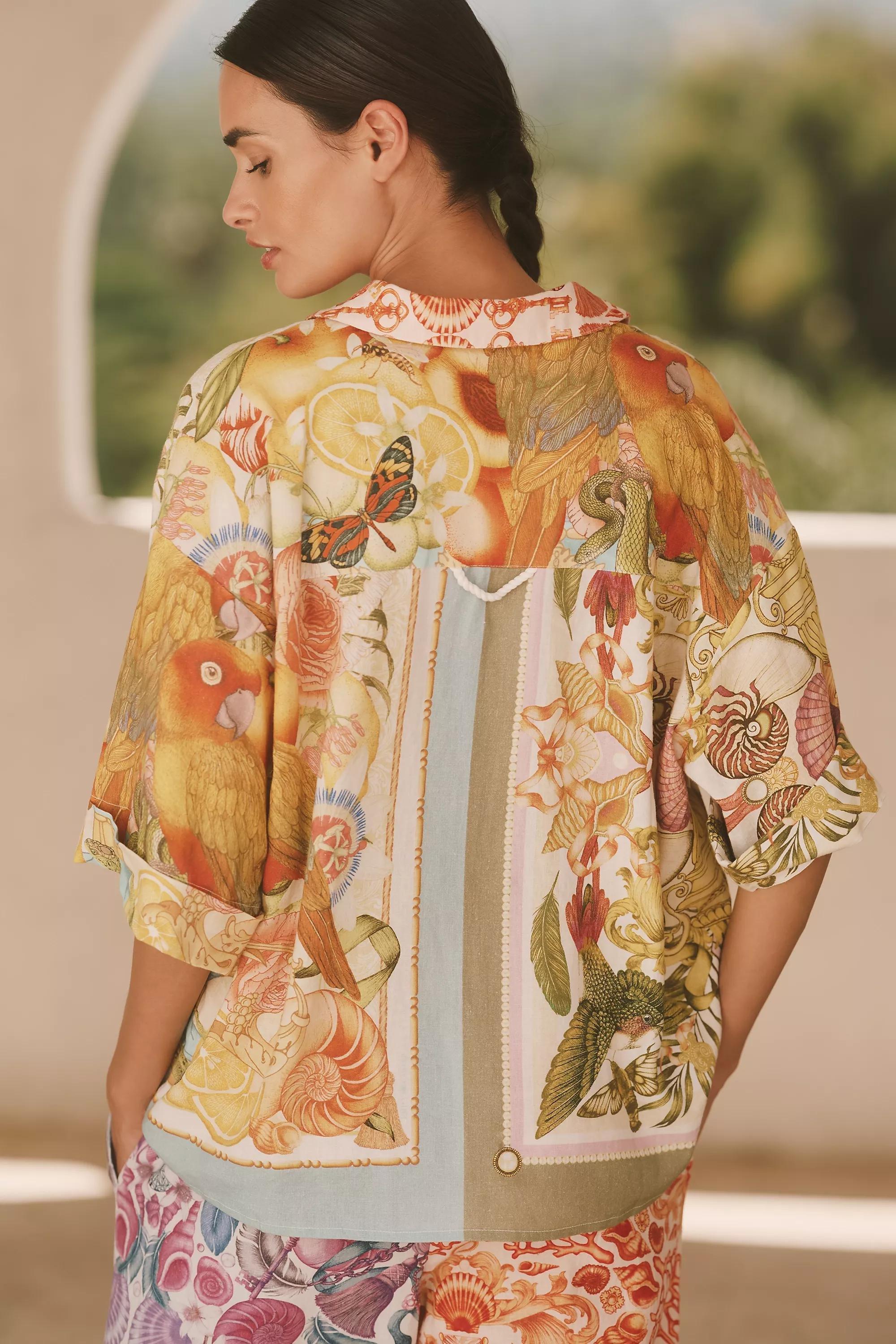 Emily Carter X Celandine Printed Linen Shirt, Multicolour, A501_0090, large image number 2