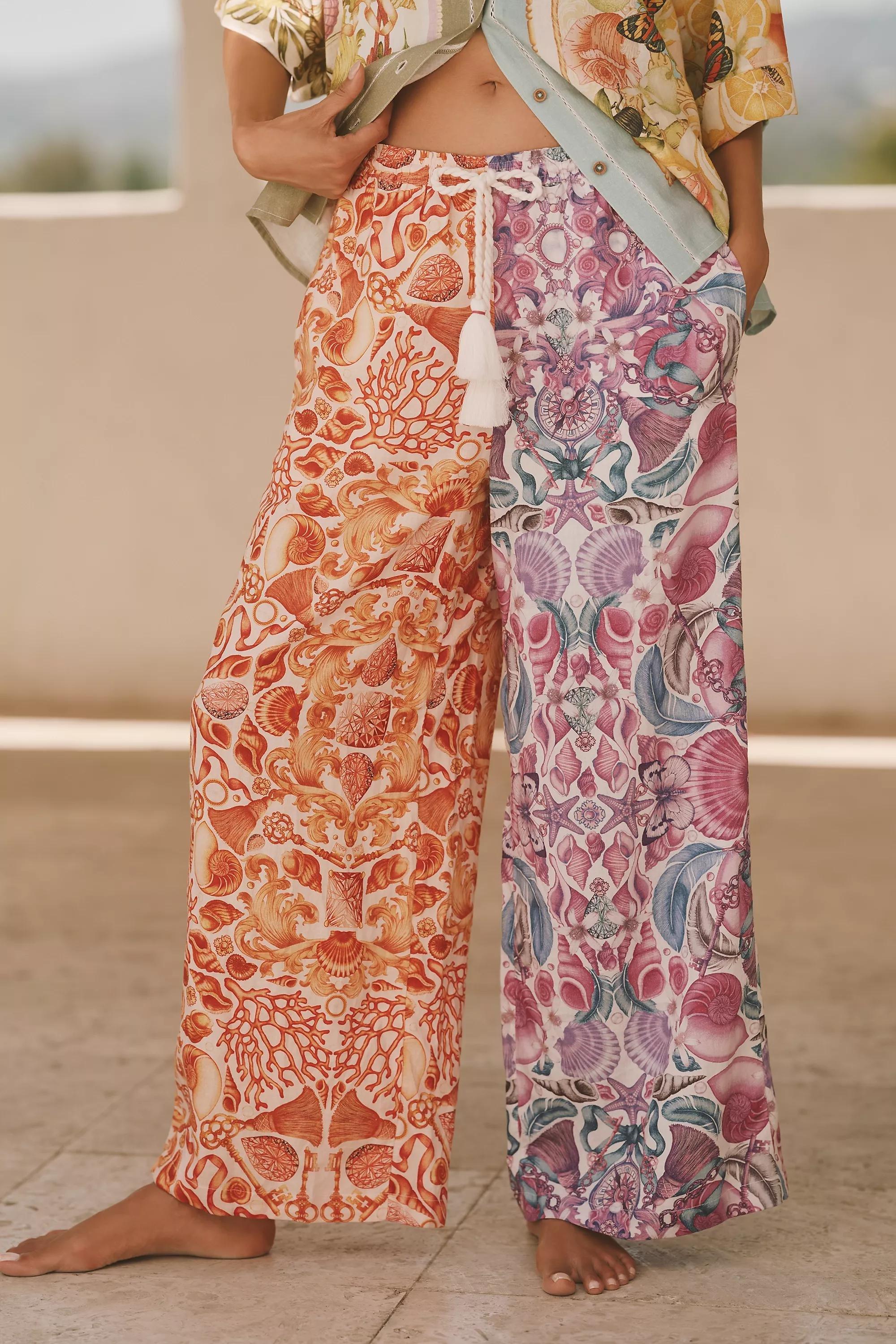 Multicolour Emily Carter X Celandine Printed Wide-Leg Linen Trousers, , large image number 1