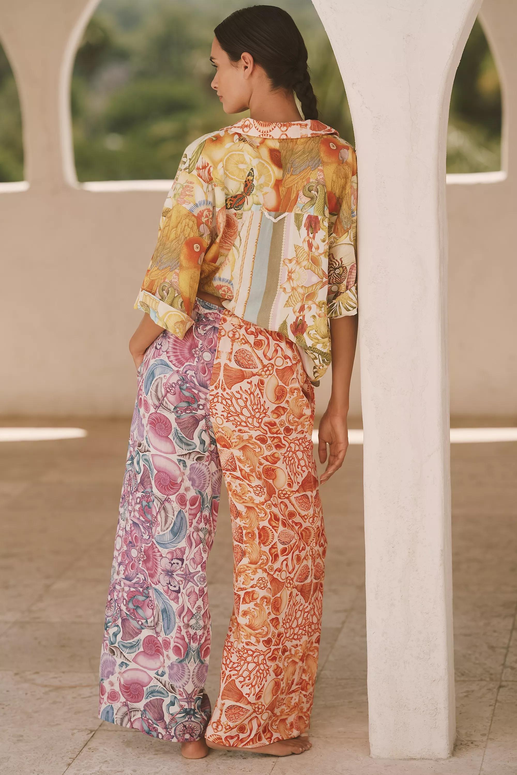 Multicolour Emily Carter X Celandine Printed Wide-Leg Linen Trousers, , large image number 2