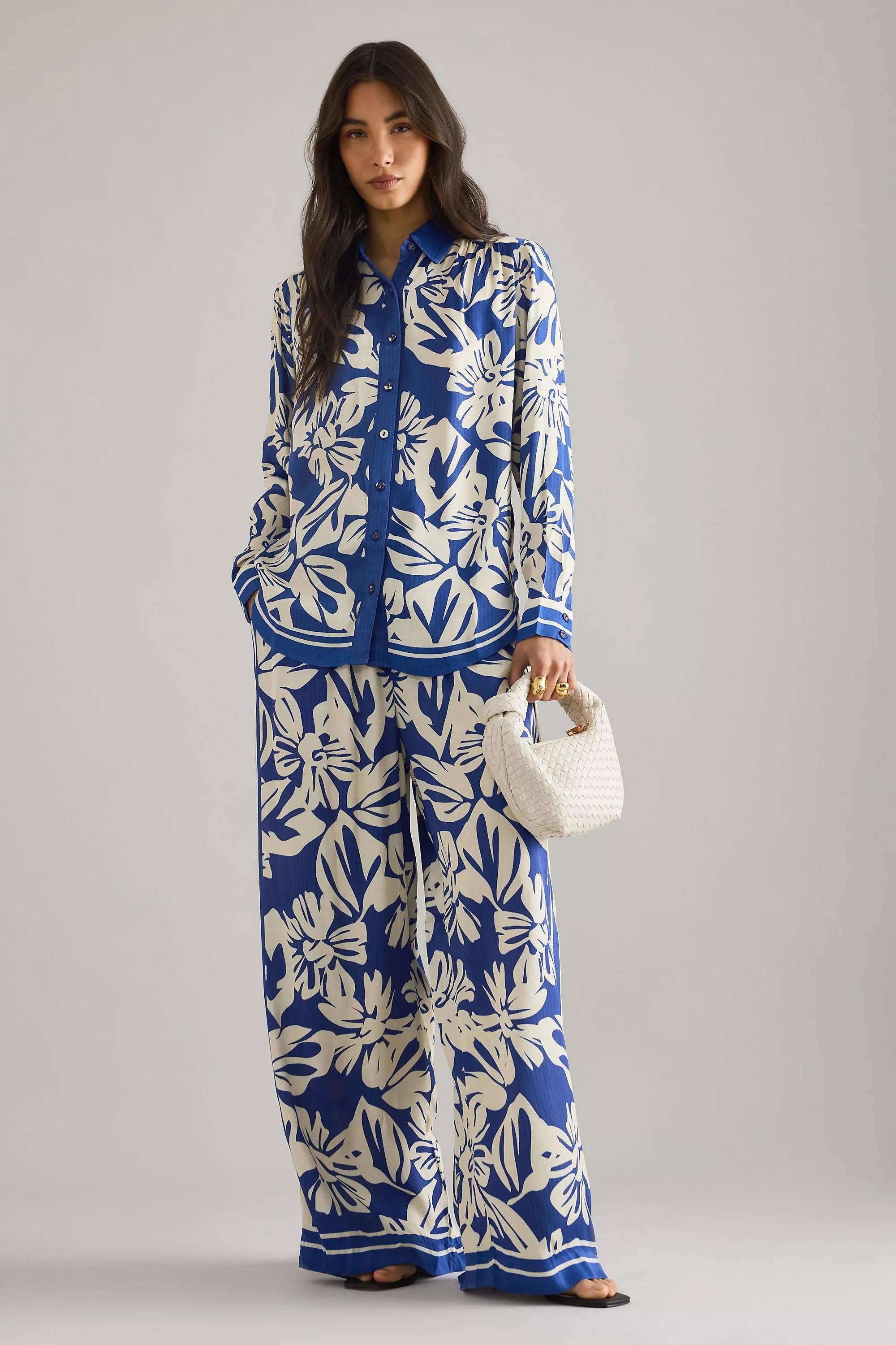 By Anthropologie Blooming Floral Shirt, Navy, A501_0041, large image number 0