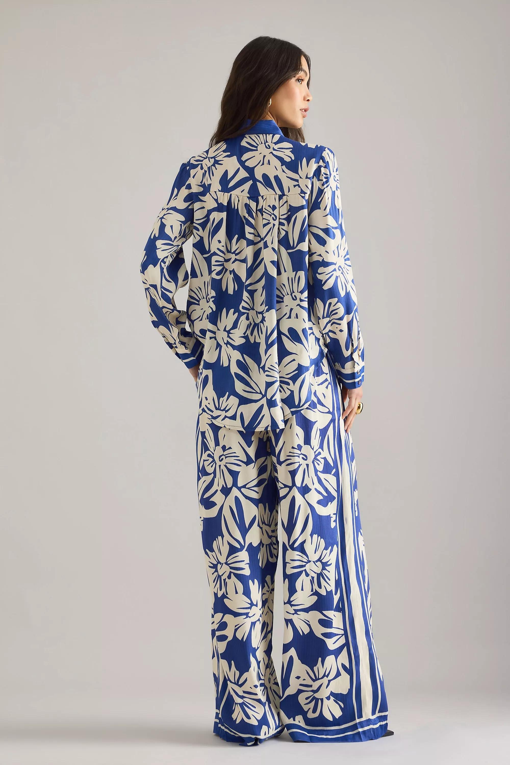 By Anthropologie Blooming Floral Shirt, Navy, A501_0041, large image number 1