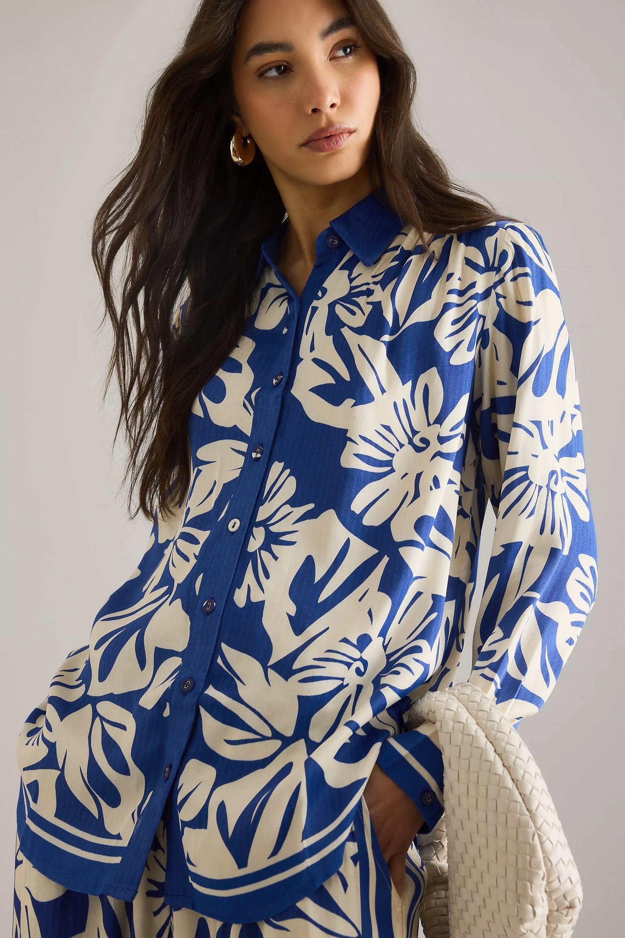 By Anthropologie Blooming Floral Shirt, Navy, A501_0041, large image number 3