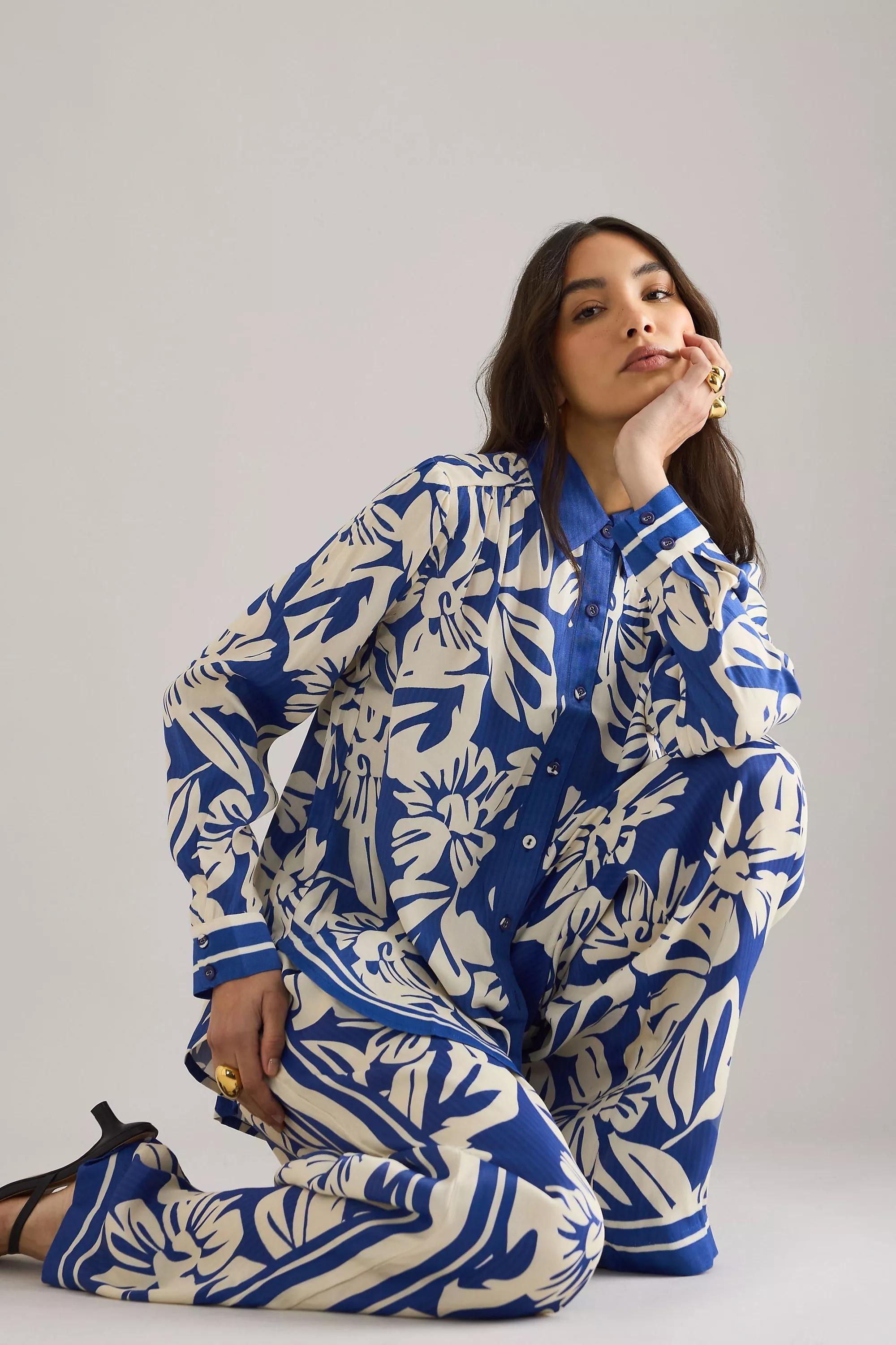 By Anthropologie Blooming Floral Shirt, Navy, A501_0041, large image number 4