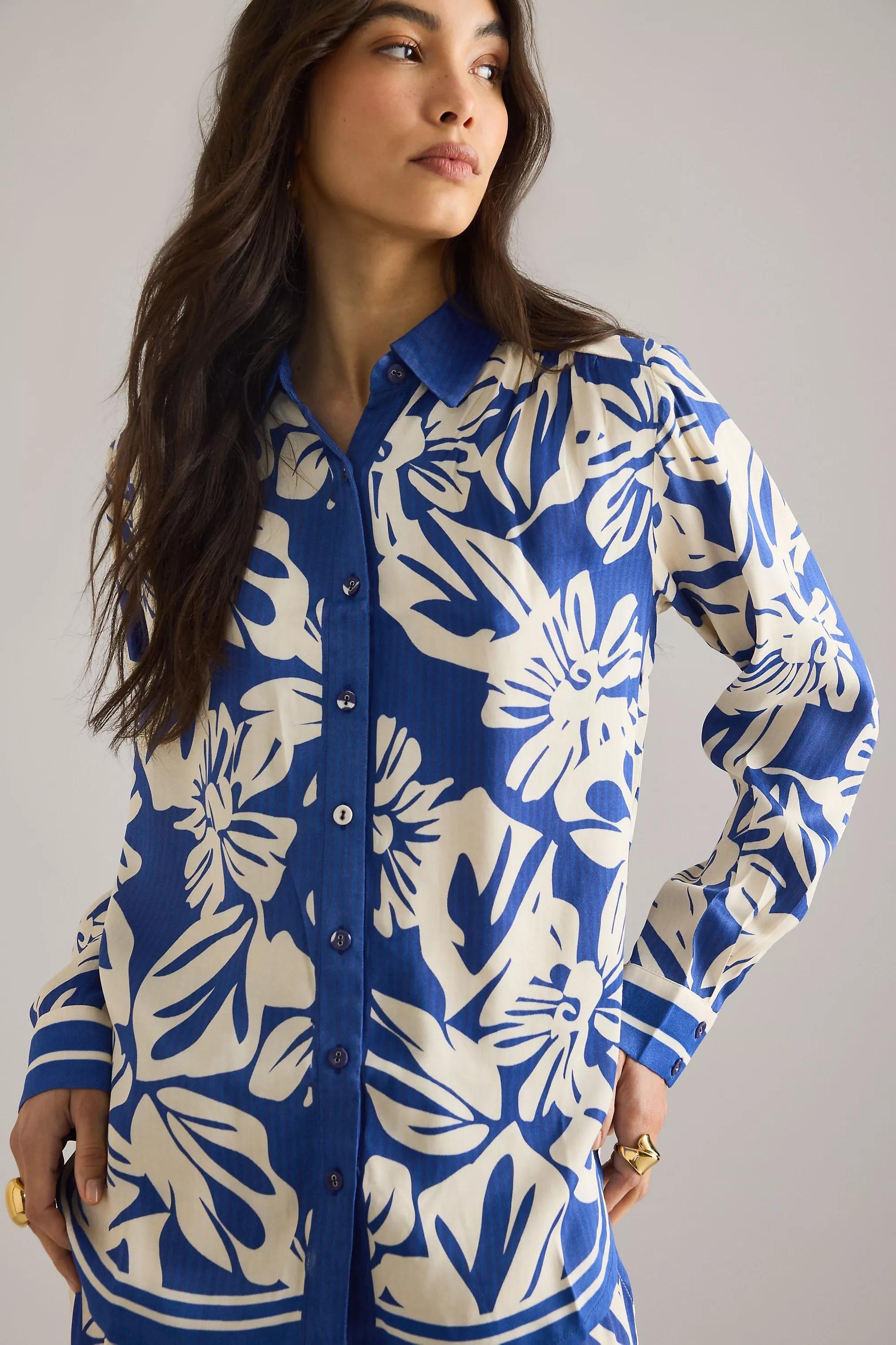 By Anthropologie Blooming Floral Shirt, Navy, A501_0041, large image number 5