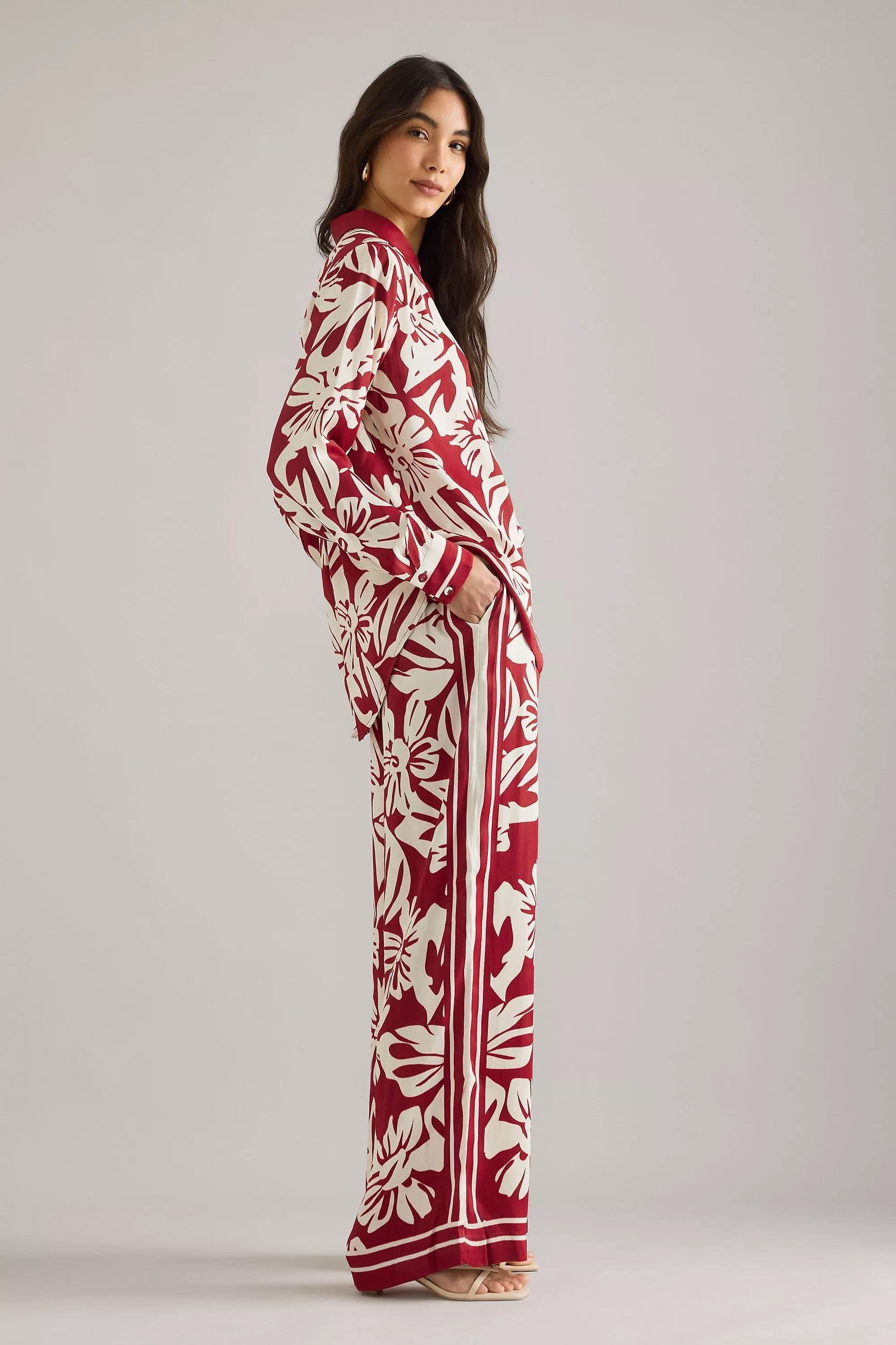 Fe Blooming Floral Shirt, Burgundy, A501_0259, large image number 2