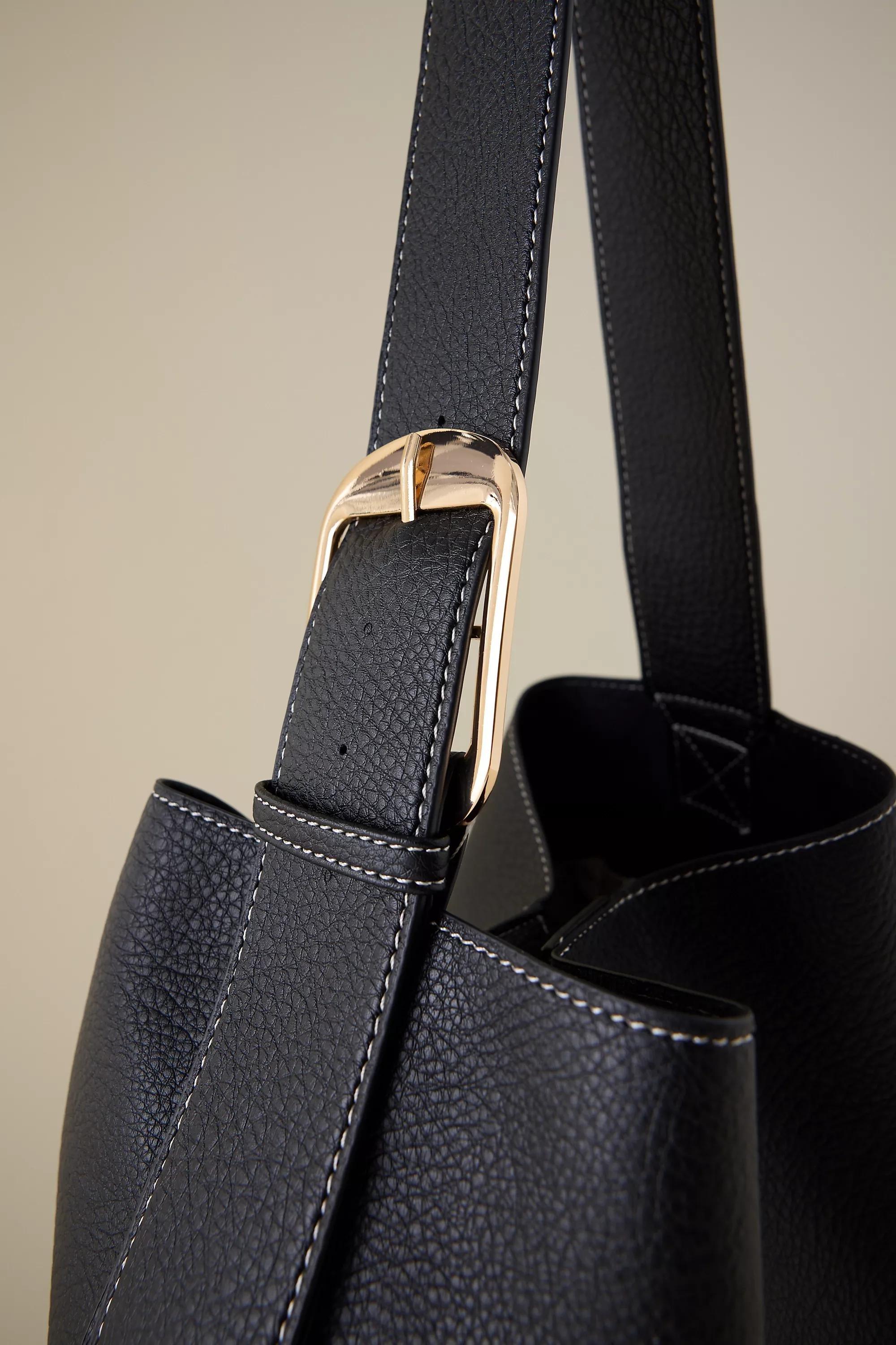 Faux-Leather Slouchy Tote Bag, Black, A501_0001, large image number 2