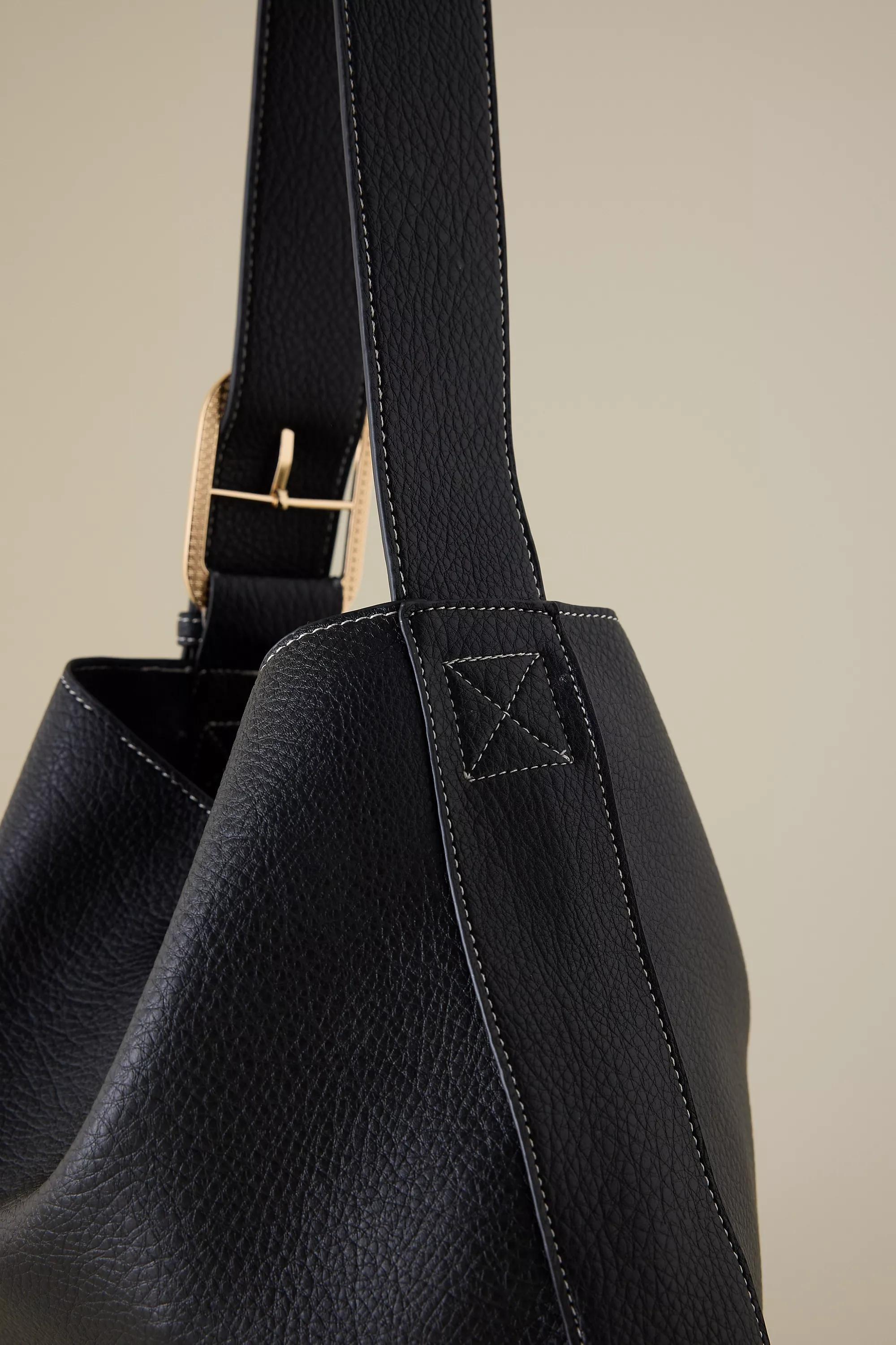 Faux-Leather Slouchy Tote Bag, Black, A501_0001, large image number 3