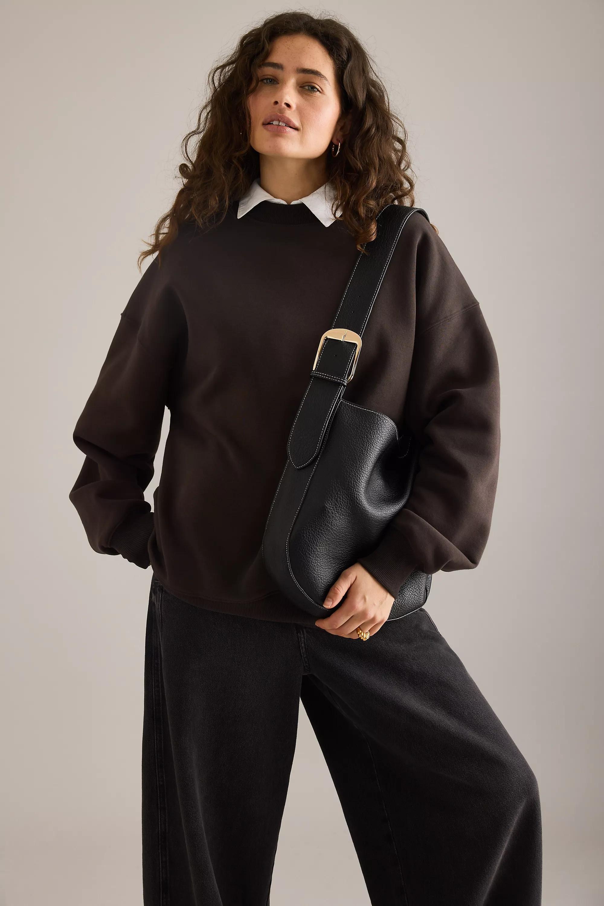 Faux-Leather Slouchy Tote Bag, A501_0001, large image number 5