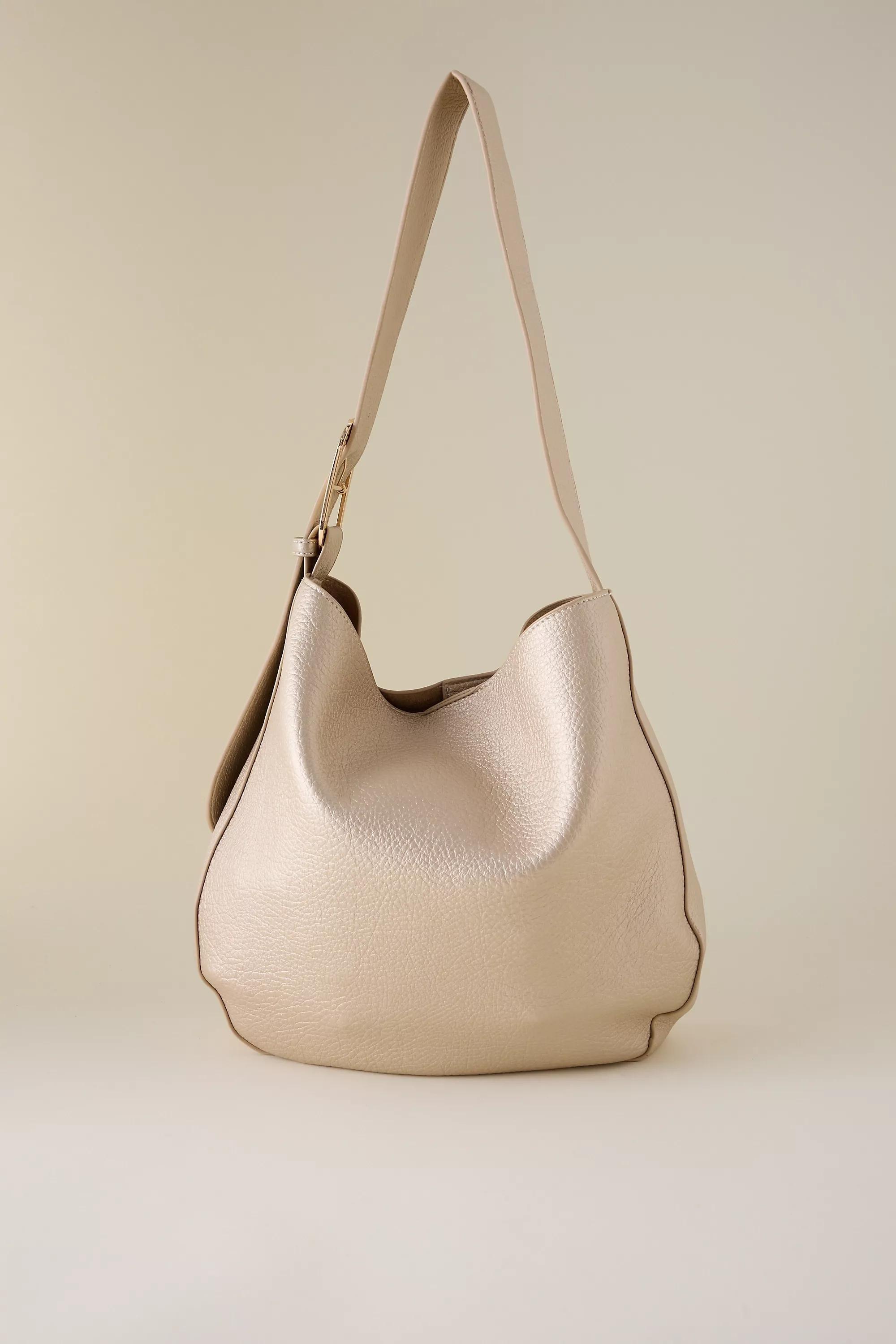Faux-Leather Slouchy Tote Bag, Gold, A501_0070, large image number 0