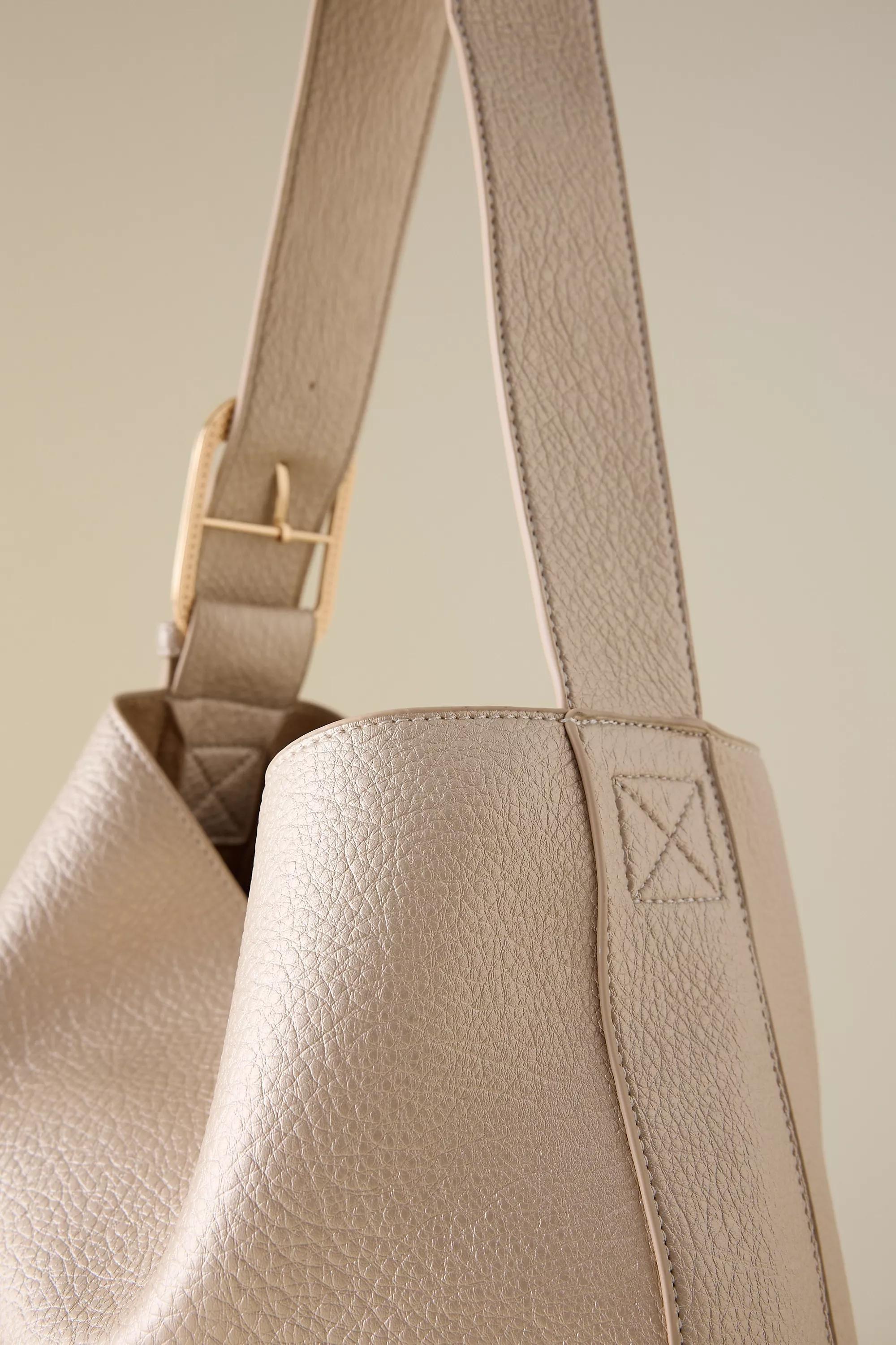 Faux-Leather Slouchy Tote Bag, Gold, A501_0070, large image number 1