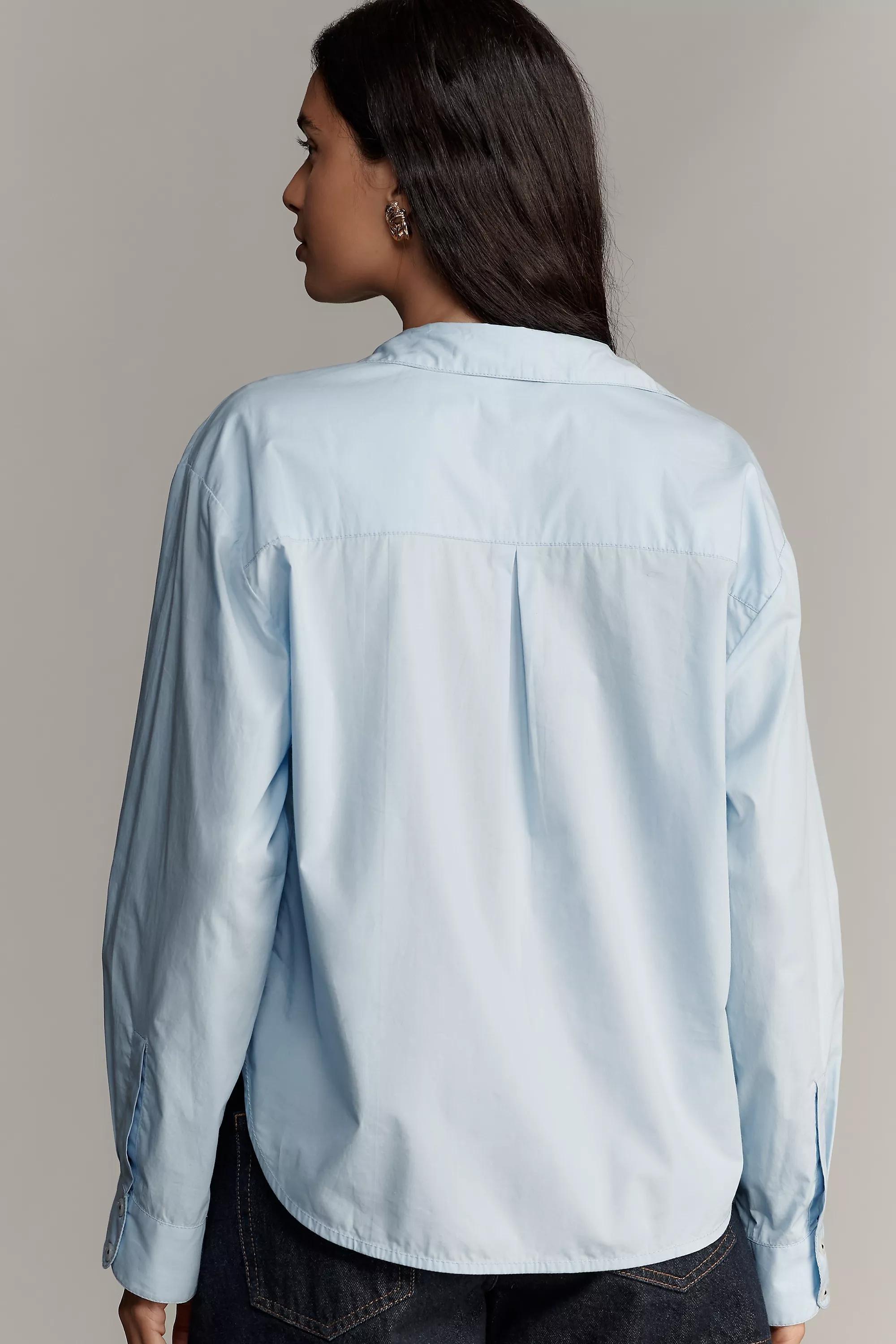 By Maeve The Bennet Shrunken Button-down Shirt, Blue, , large image number 1