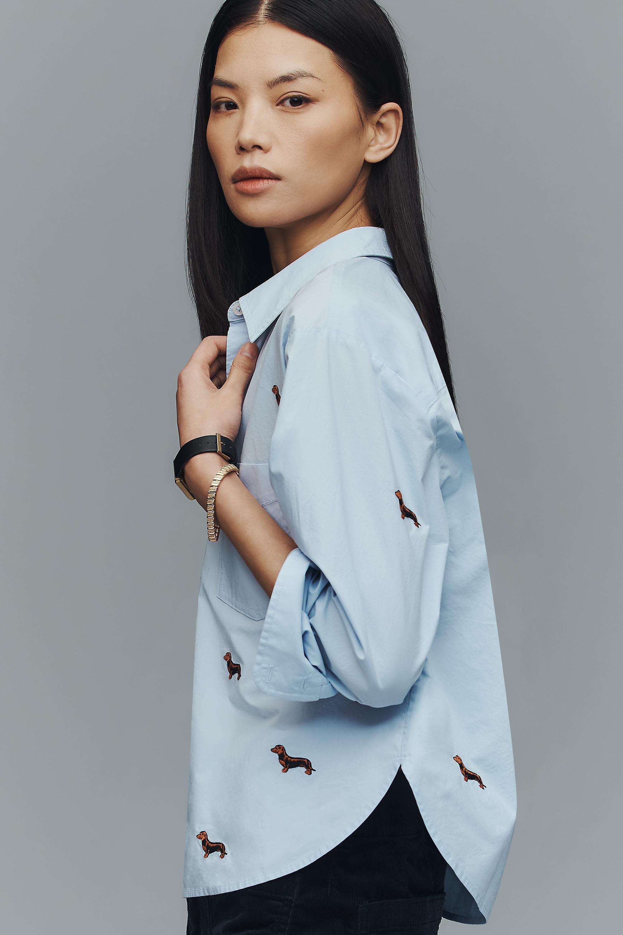 By Maeve The Shrunken Bennet Button-down Shirt, Blue, A501_0410, large image number 0