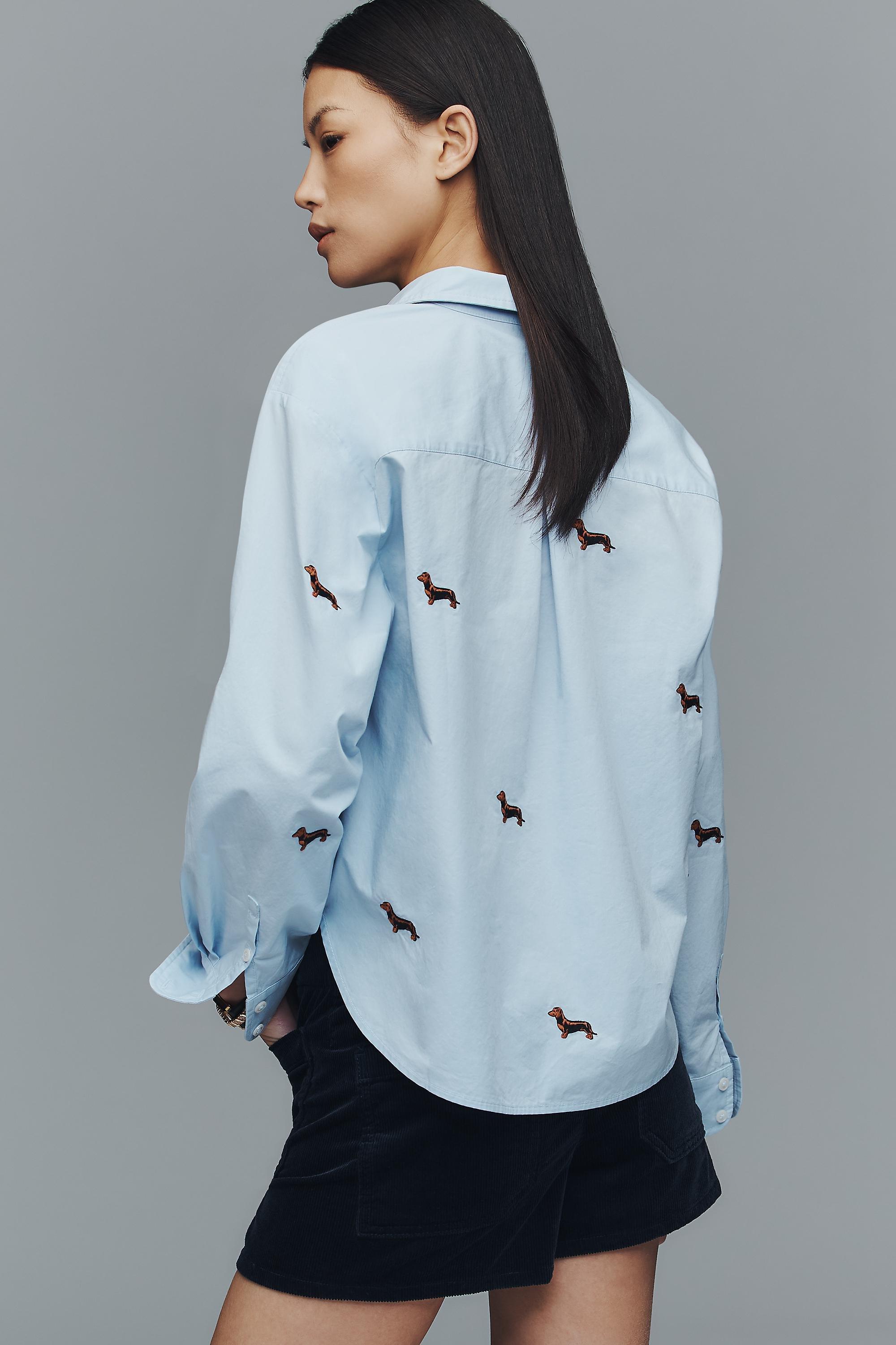 By Maeve The Shrunken Bennet Button-down Shirt, Blue, A501_0410, large image number 2