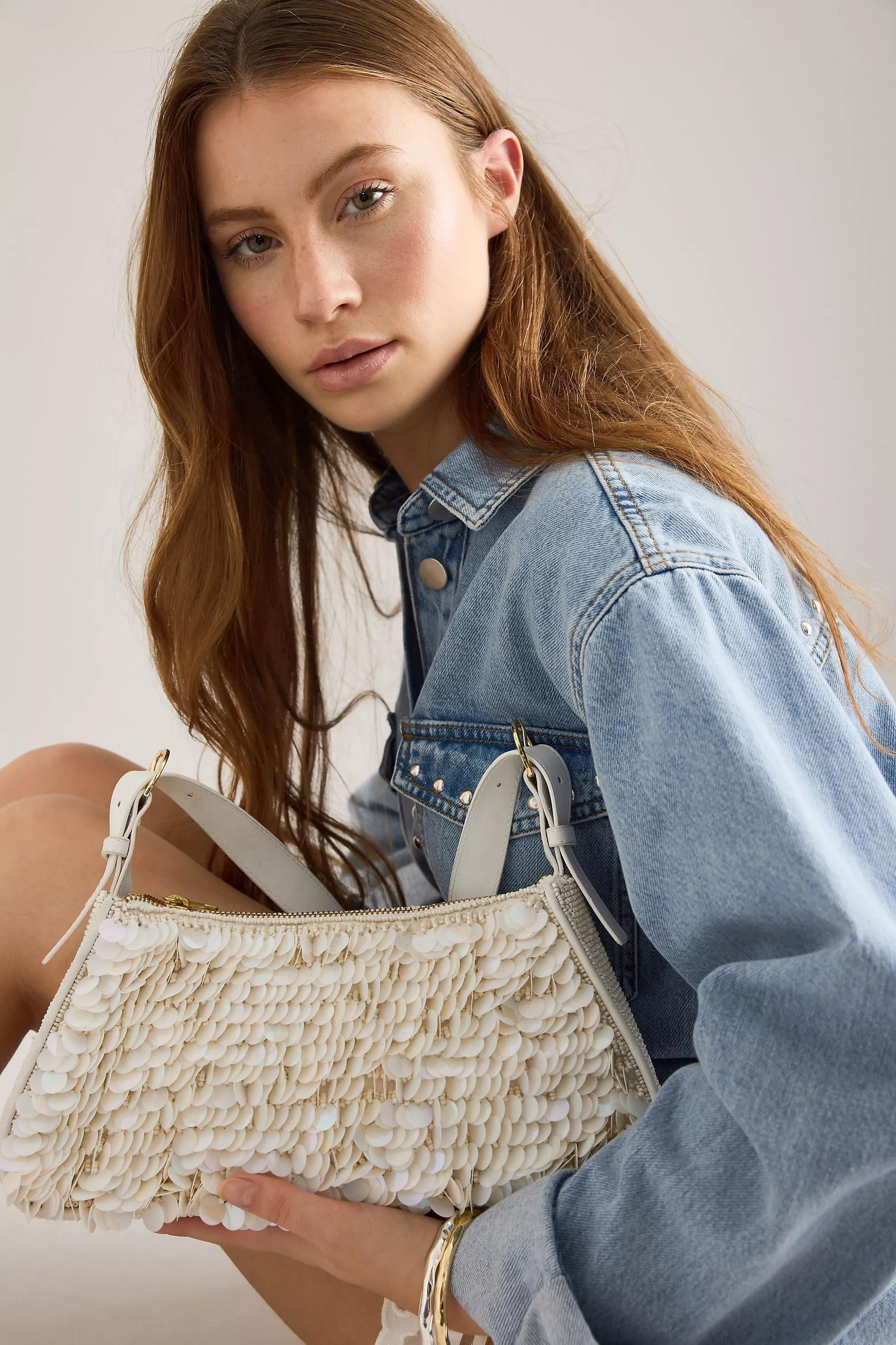 Sequin Shoulder Bag, White, A501_0010, large image number 0