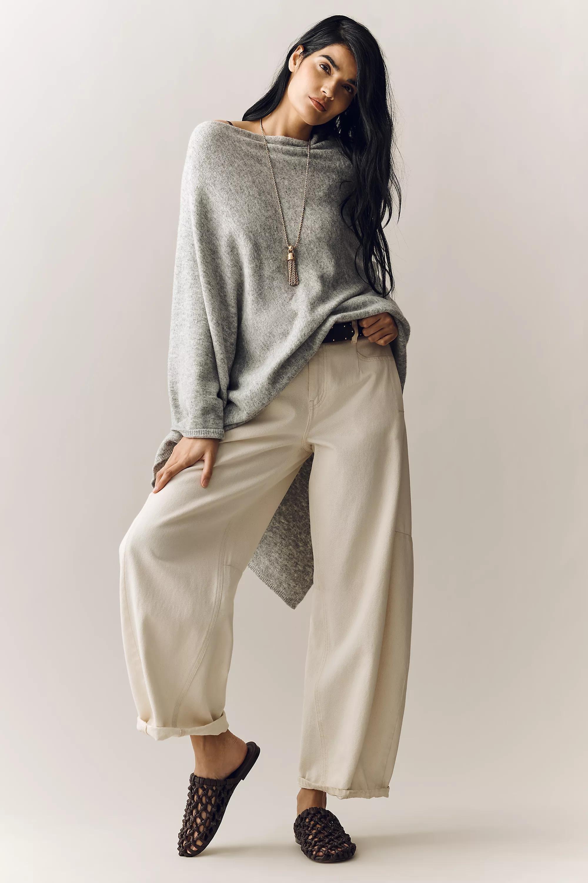 Lightweight Knit Poncho, Grey, A501_0004, large image number 2