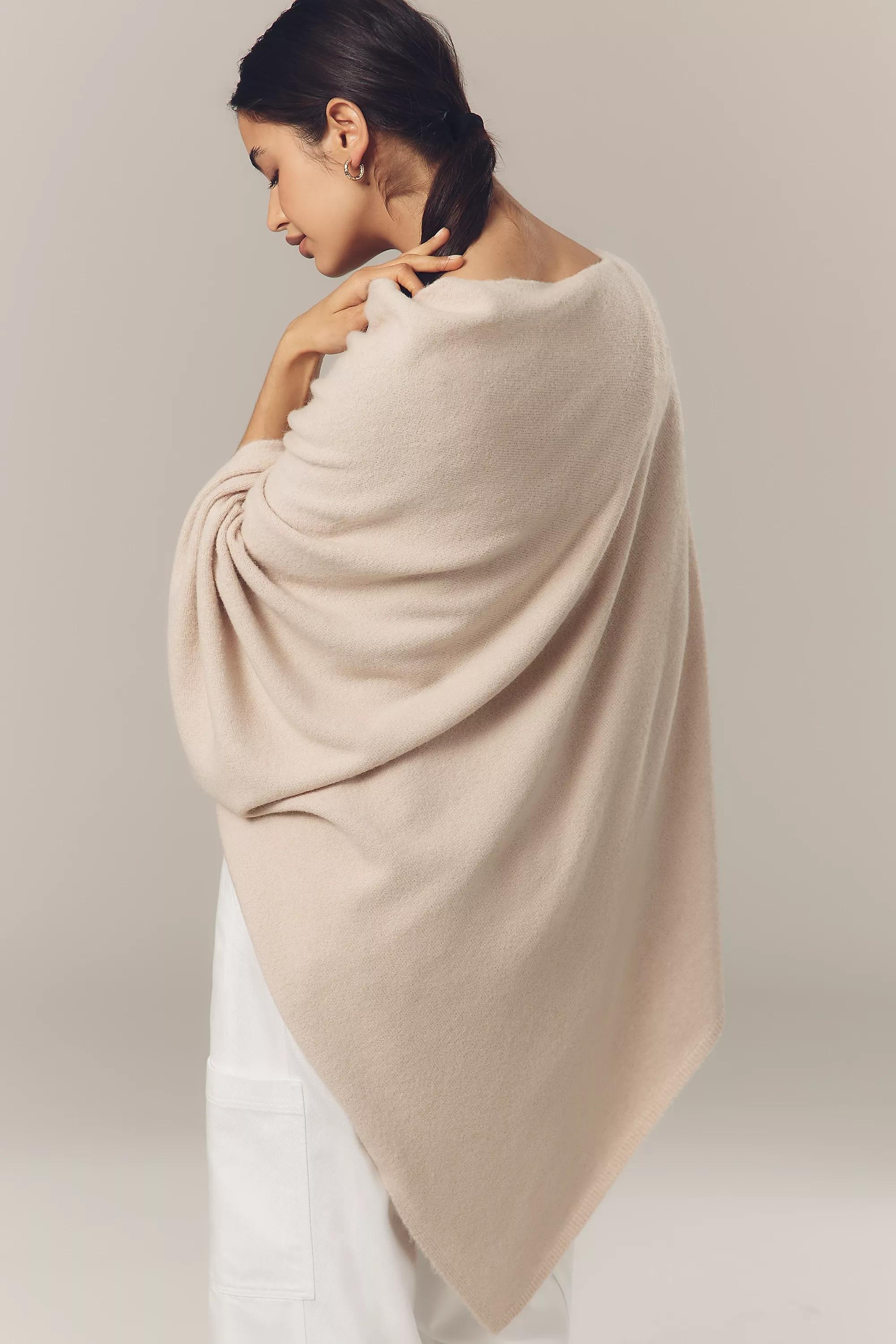 Flat White Lightweight Knit Poncho, Red, A501_0065, large image number 3