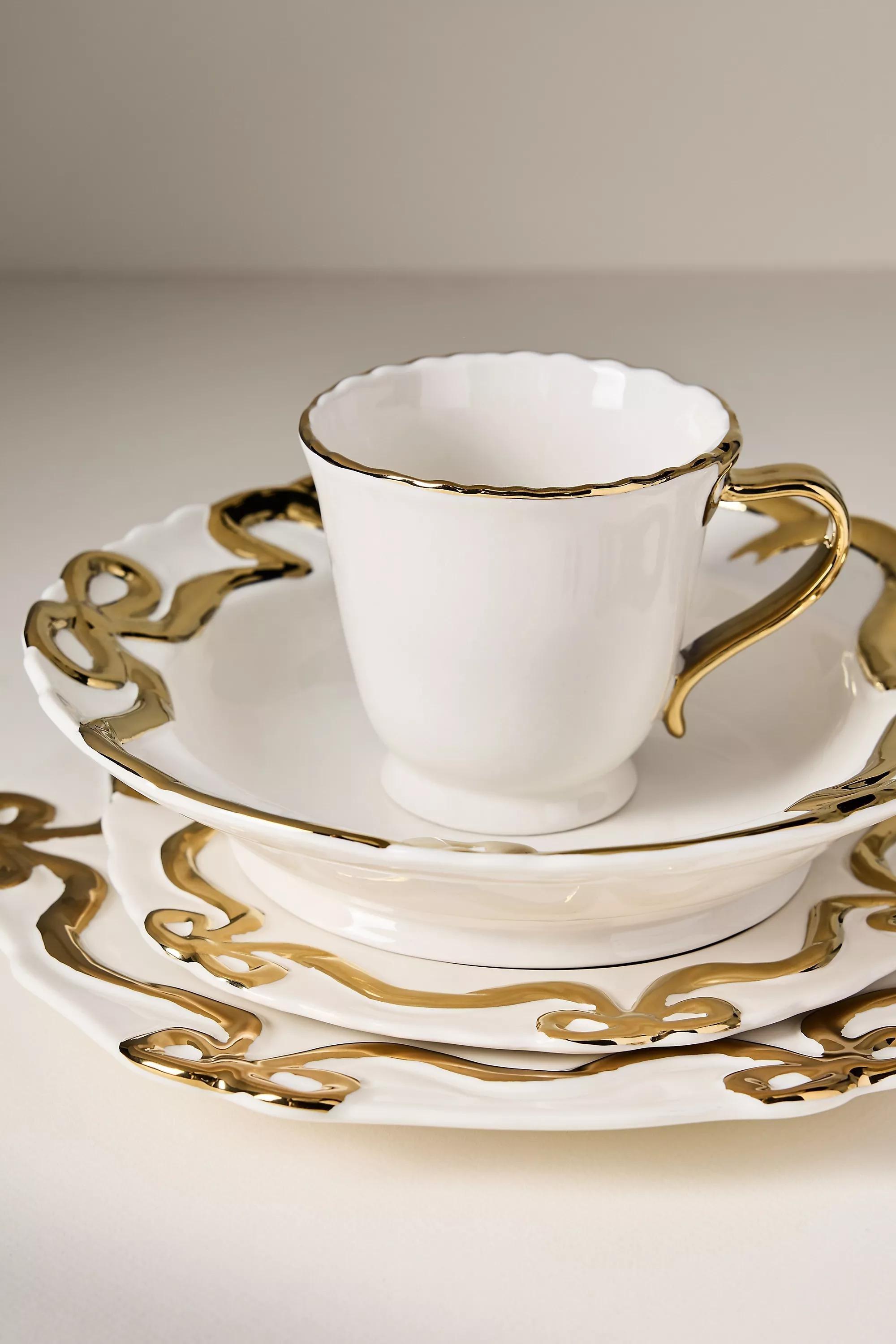 Benedita Bow Stoneware Mug, Gold, A501_0070, large image number 2