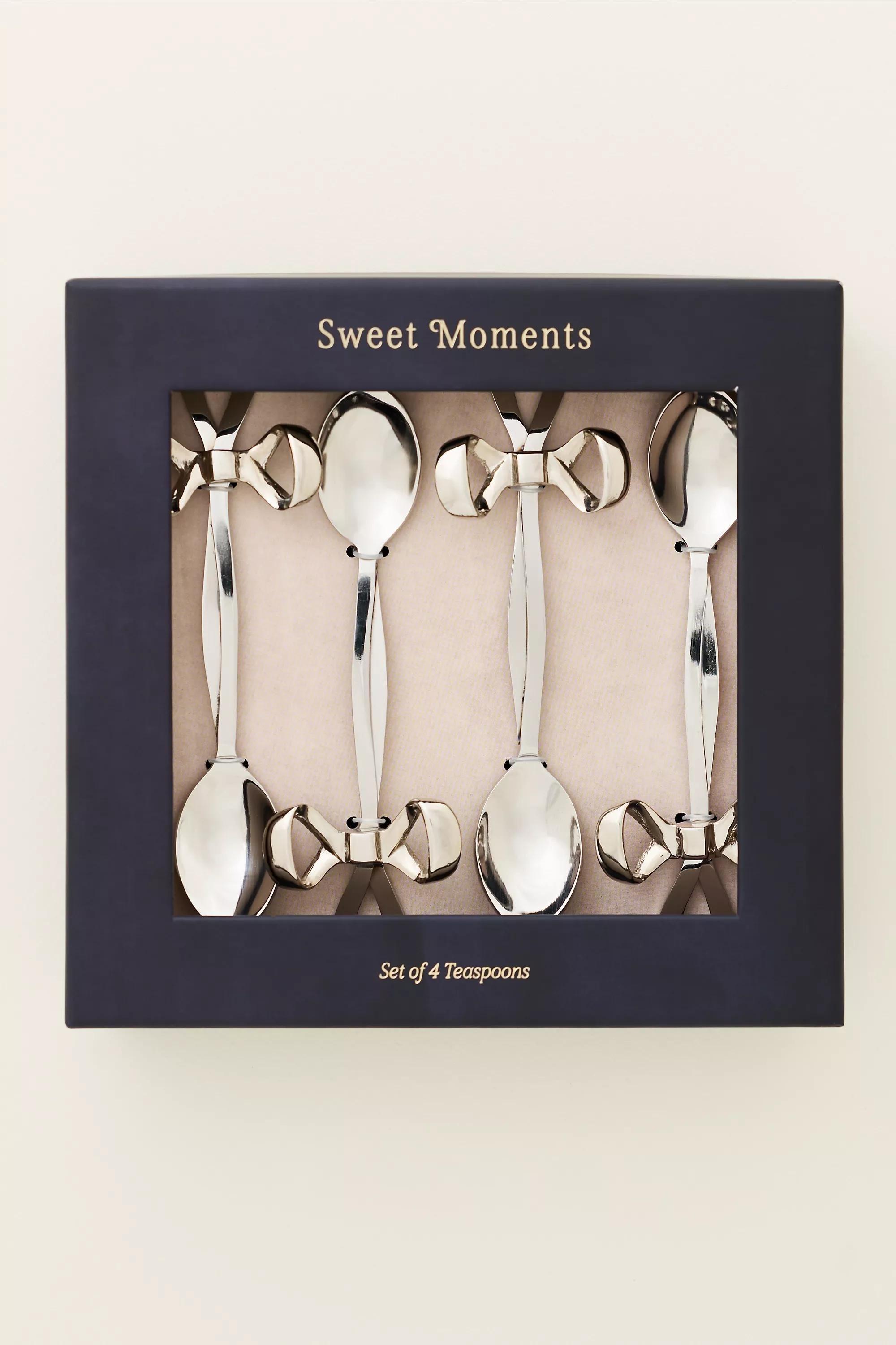 Benedita Stainless Steel Bow Teaspoons, Set Of 4, Silver, A501_0007, large image number 1