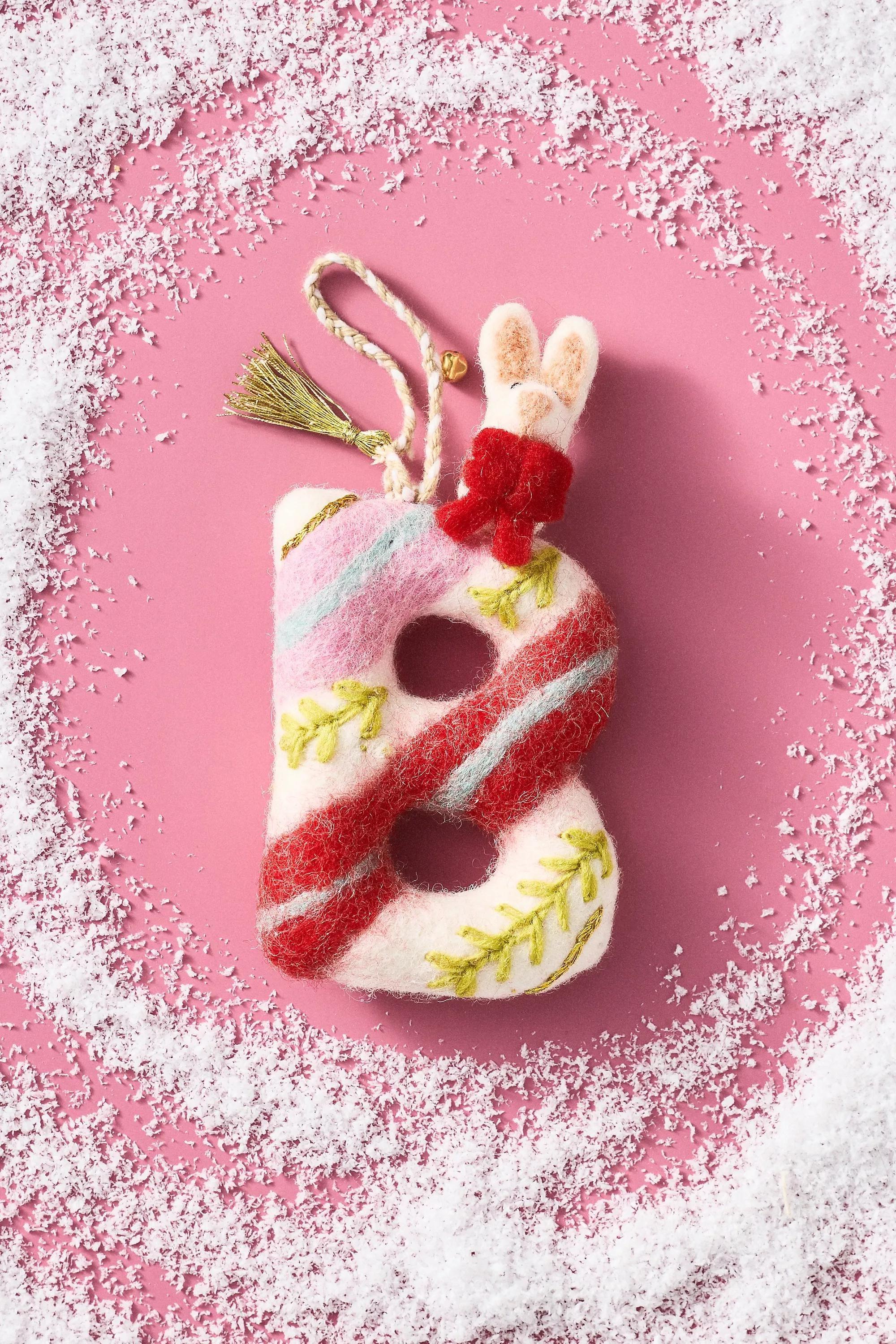 B Forest Friends Monogram Wool Felt Ornament, A501_0902, large image number 0