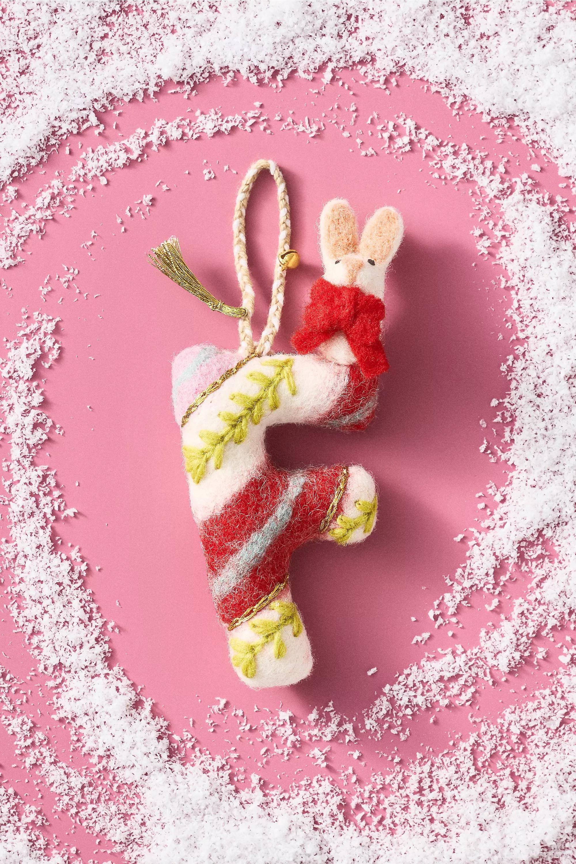 F Forest Friends Monogram Wool Felt Ornament, A501_0906, large image number 0