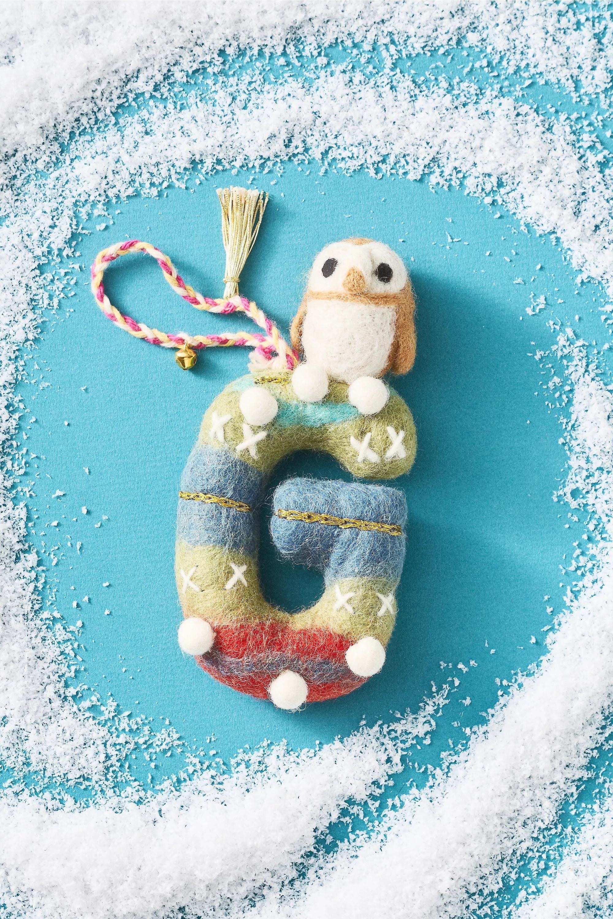 G Forest Friends Monogram Wool Felt Ornament, A501_0907, large image number 0