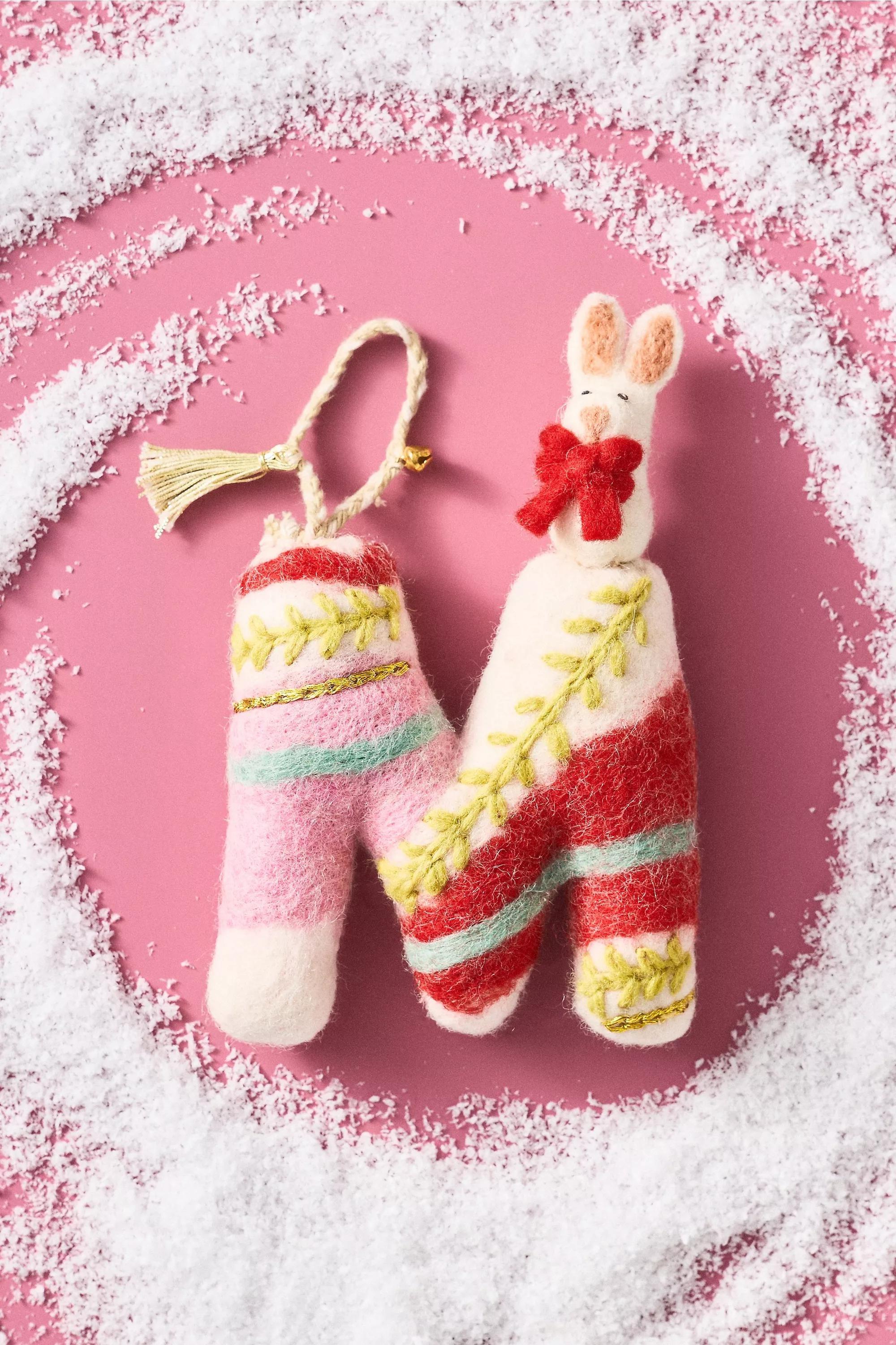 M Forest Friends Monogram Wool Felt Ornament, A501_0913, large image number 0