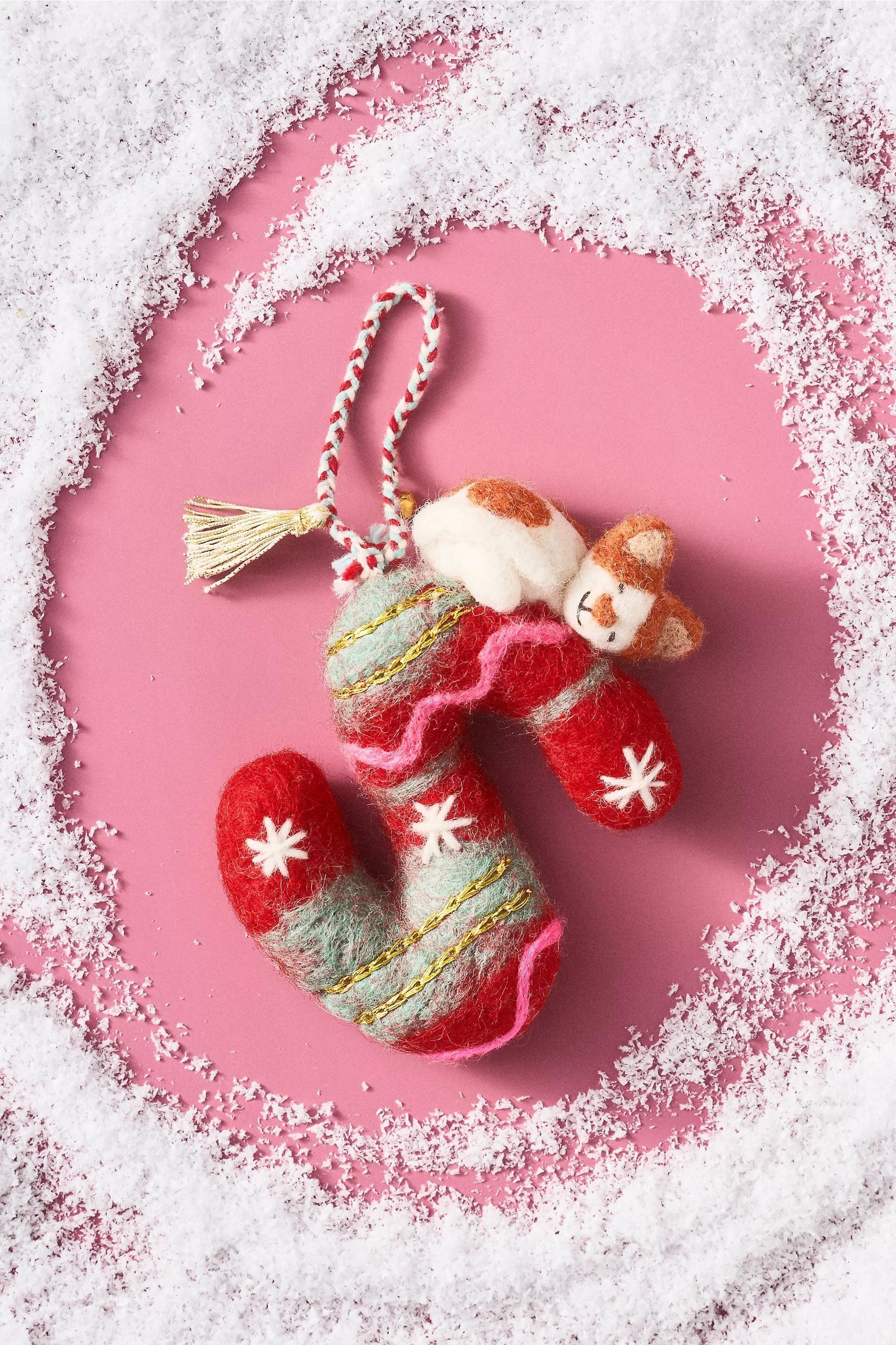 S Forest Friends Monogram Wool Felt Ornament, A501_0919, large image number 0