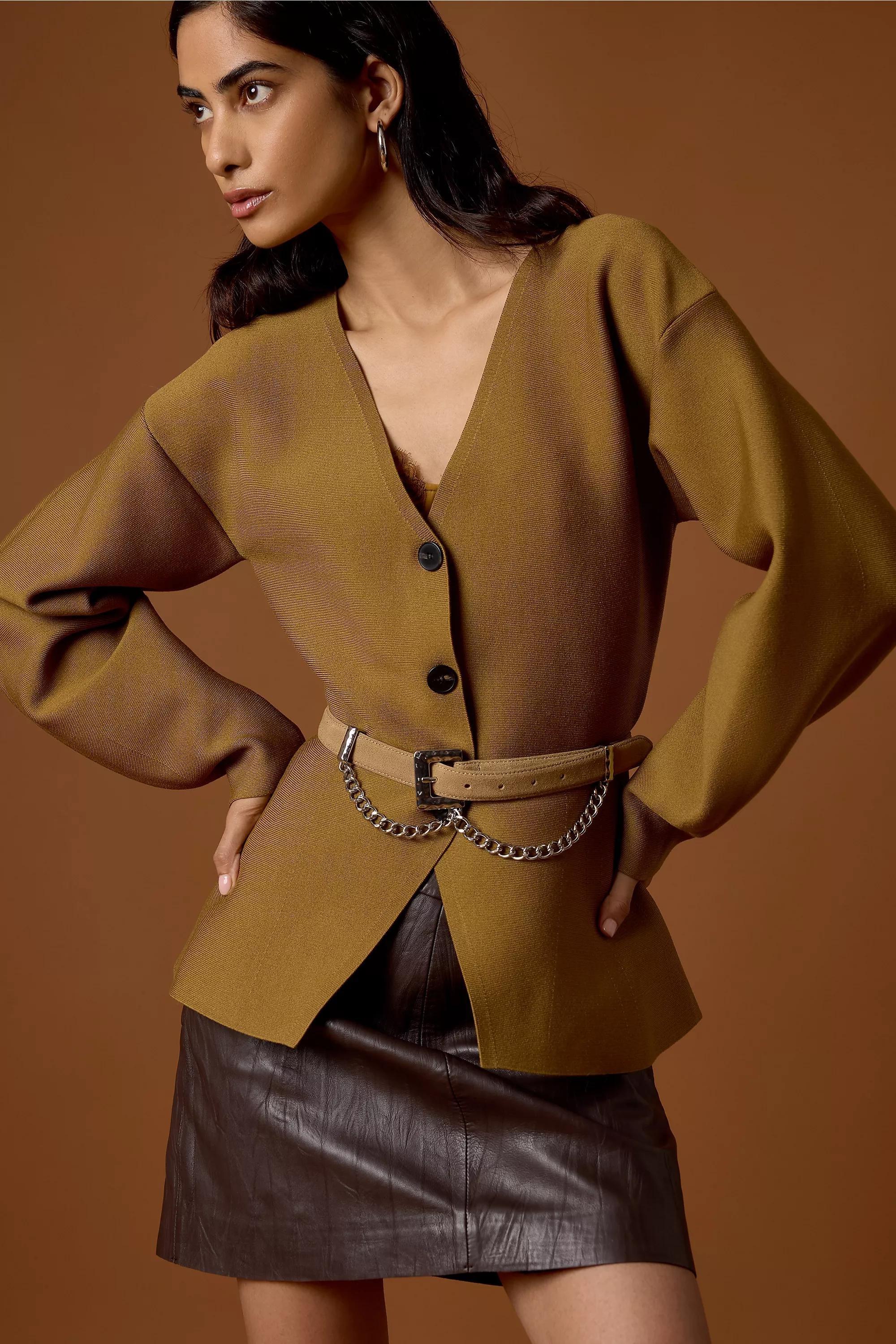 By Anthropologie Hourglass Cardigan, Green, A501_0230, large image number 1