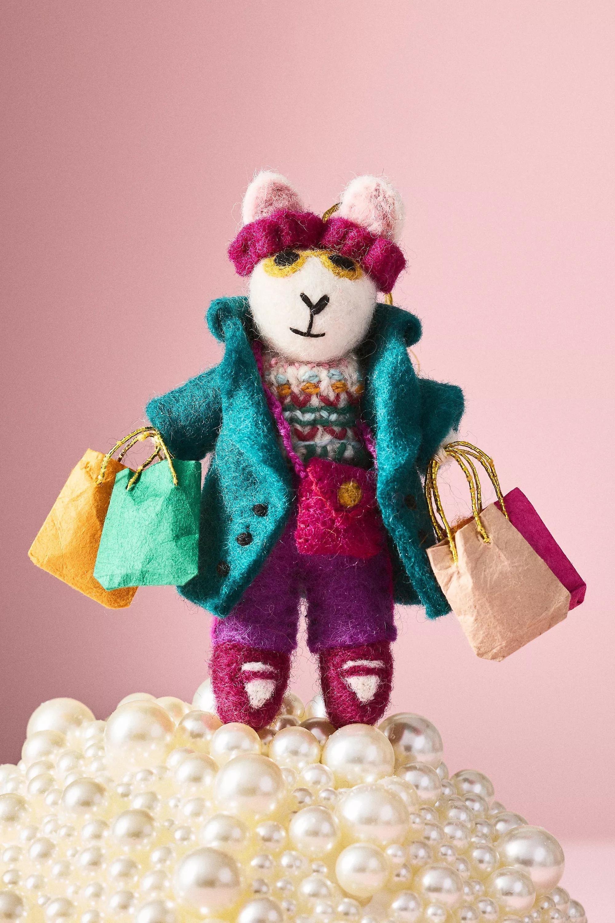 Busy Bunny Felt Ornament, Blue, A501_0049, large image number 0