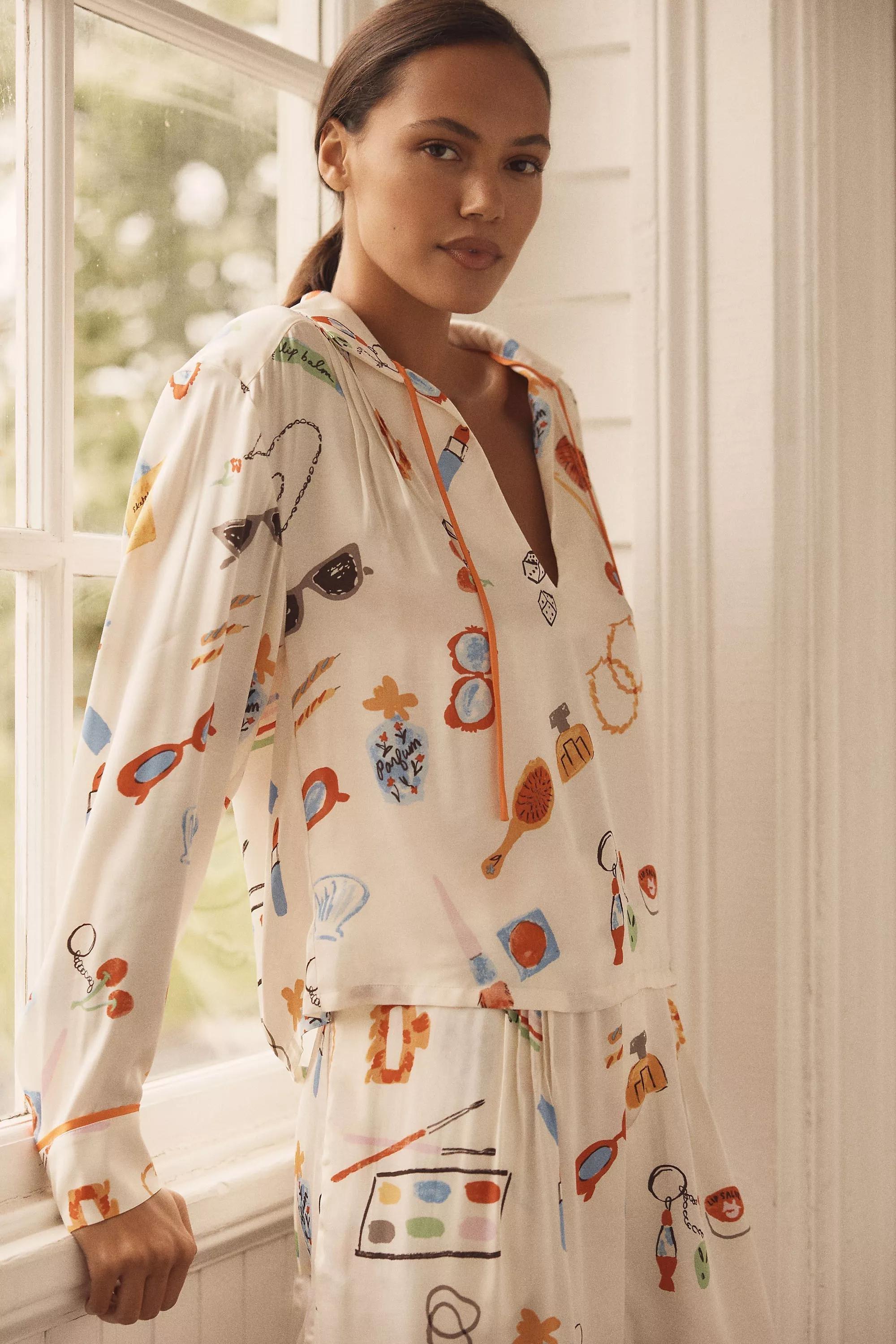 Combo Lyrebird X Phthalo Ruth Silky Pullover Top, Ivory, , large image number 2