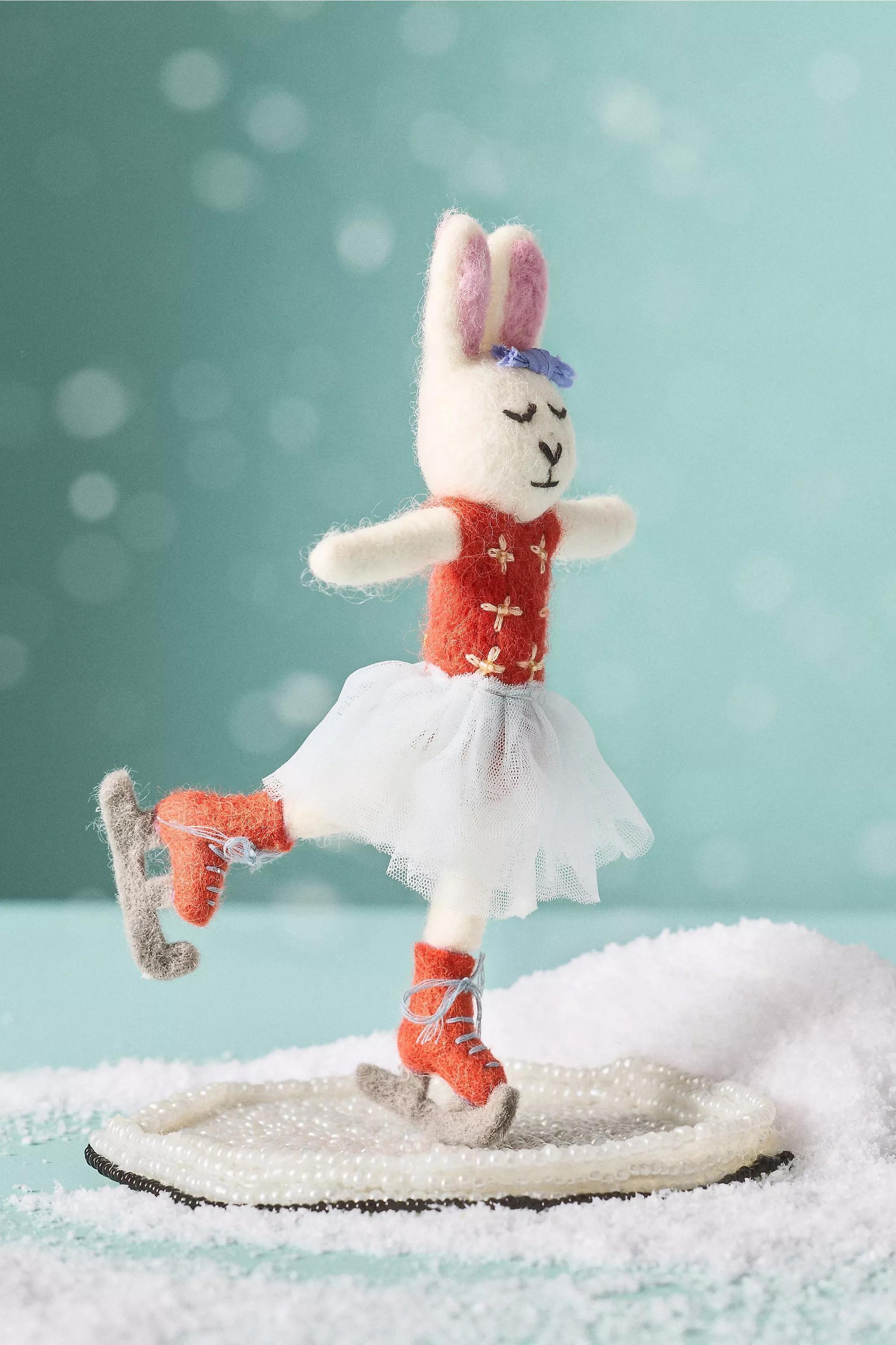 Sporty Bunny Felt Ornament, Blue, A501_0049, large image number 0