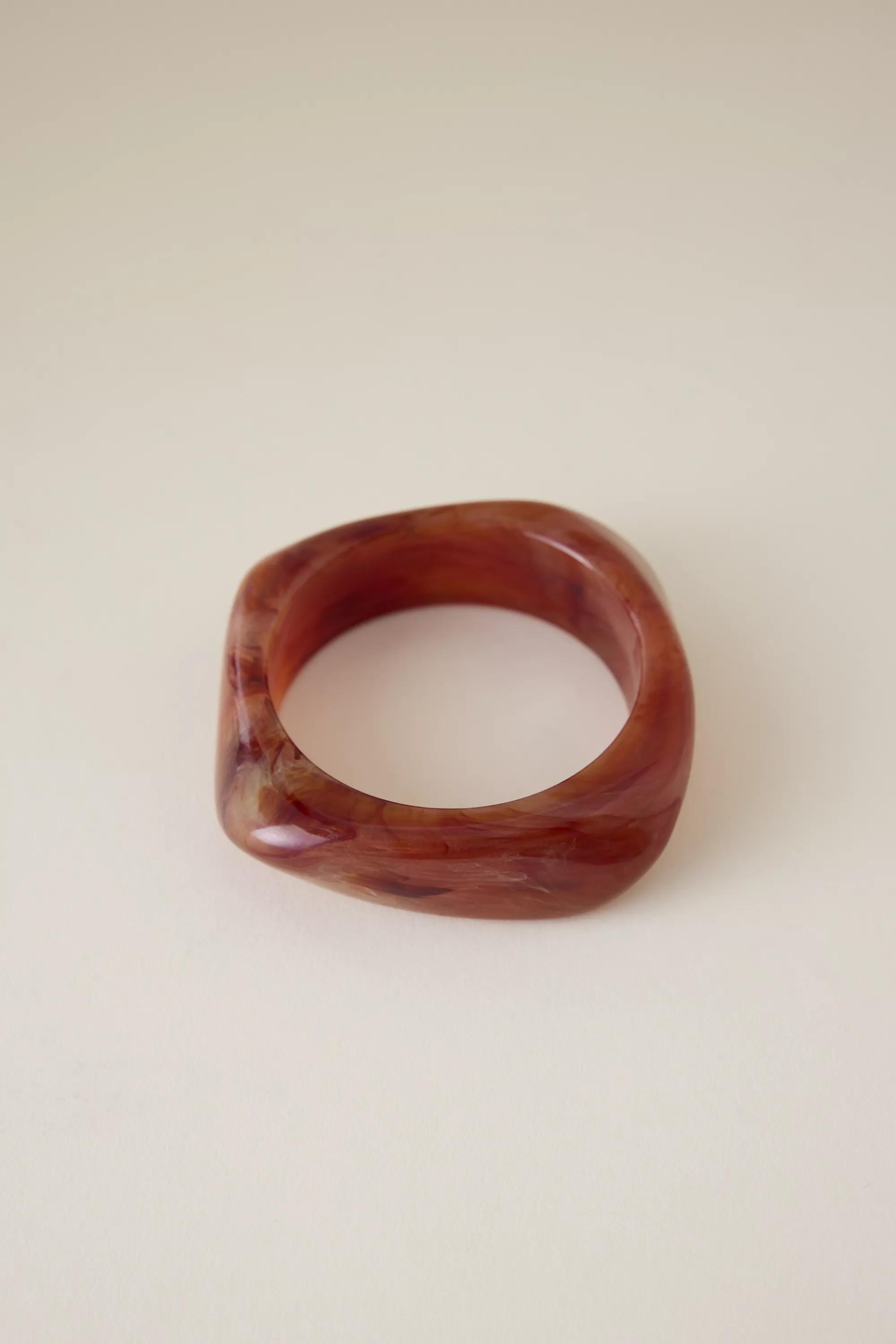 Angular Resin Bangle Bracelet, Brown, A501_0020, large image number 0