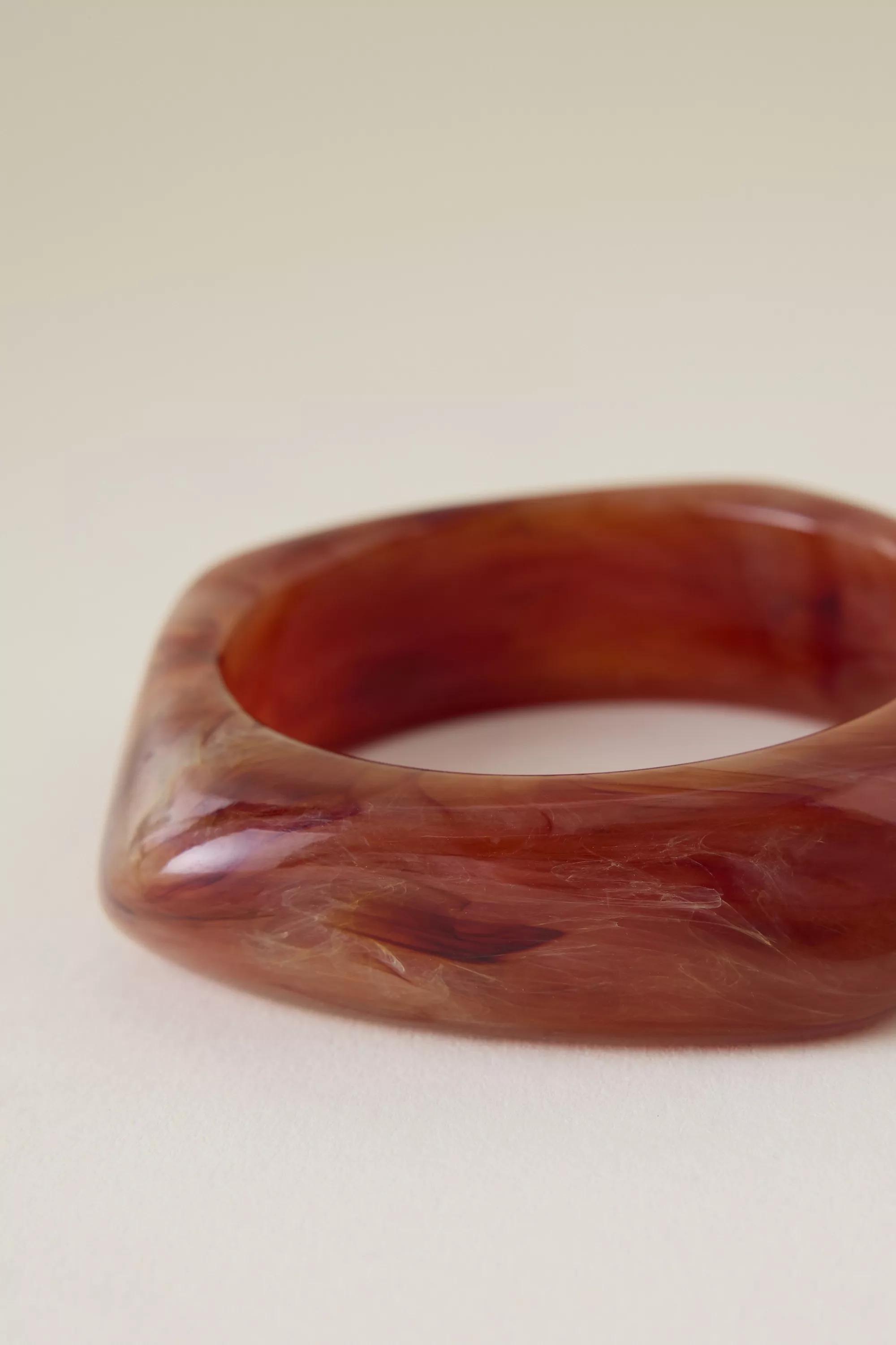 Angular Resin Bangle Bracelet, Brown, A501_0020, large image number 1