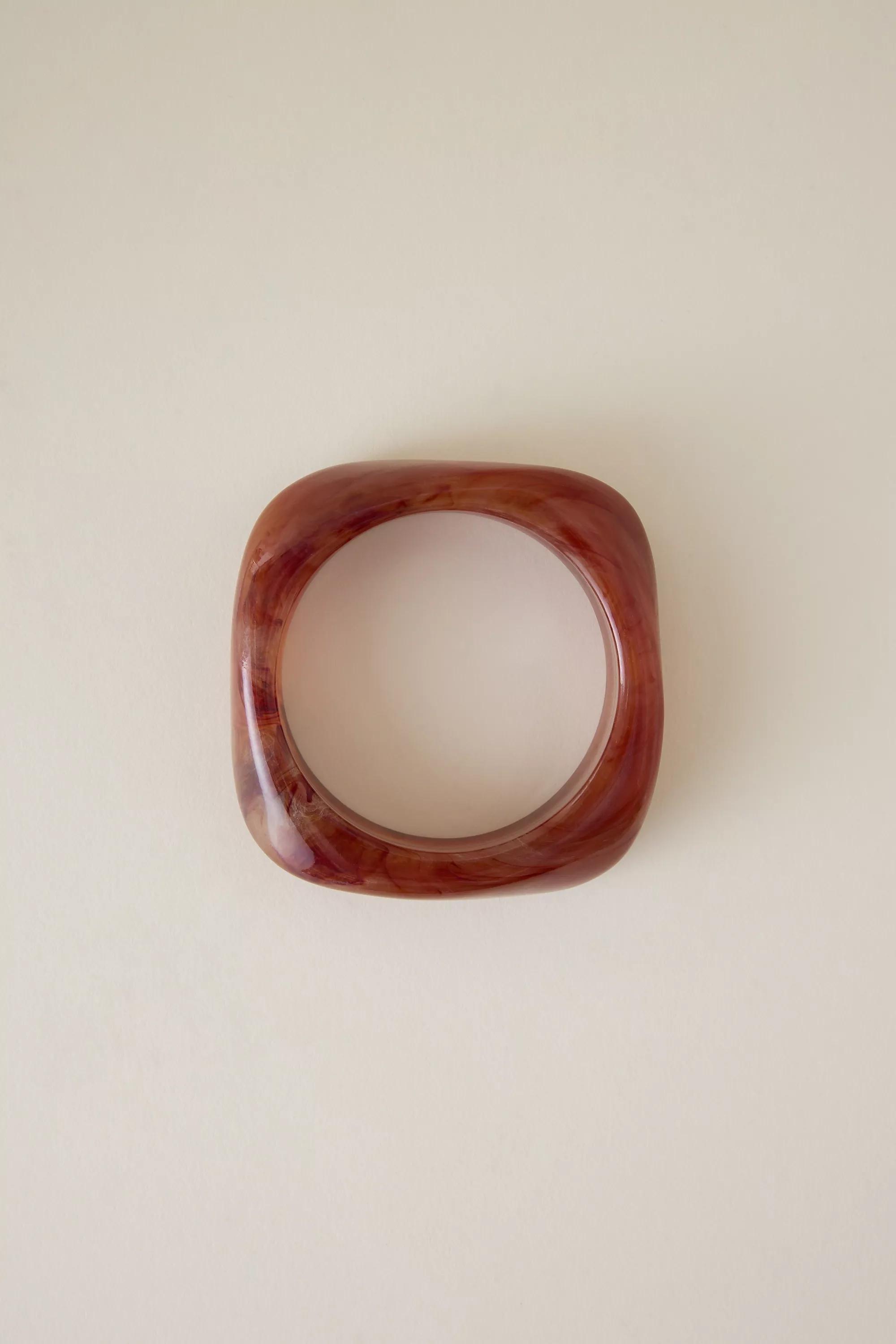 Angular Resin Bangle Bracelet, Brown, A501_0020, large image number 2