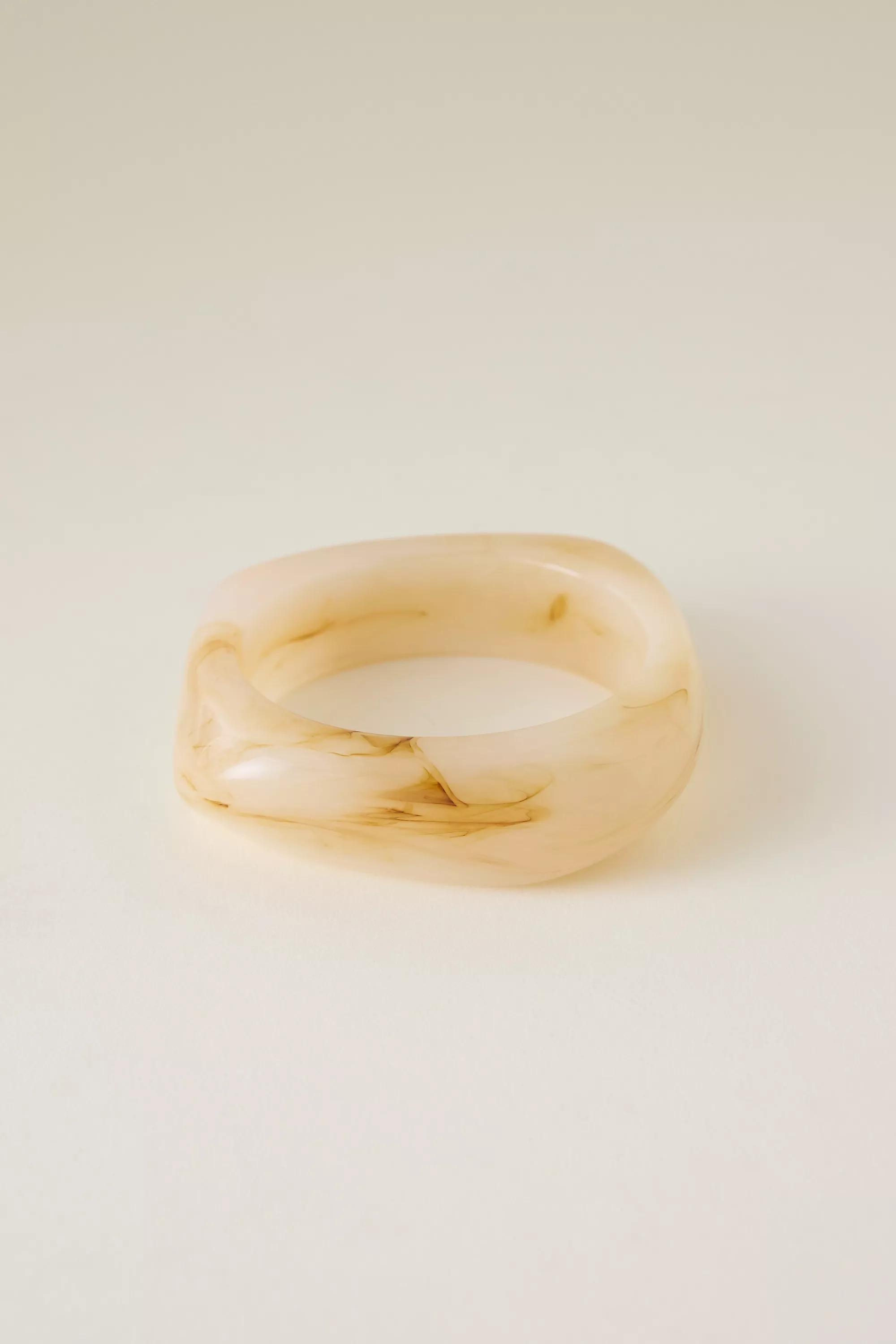 Angular Resin Bangle Bracelet, Beige, A501_0024, large image number 0