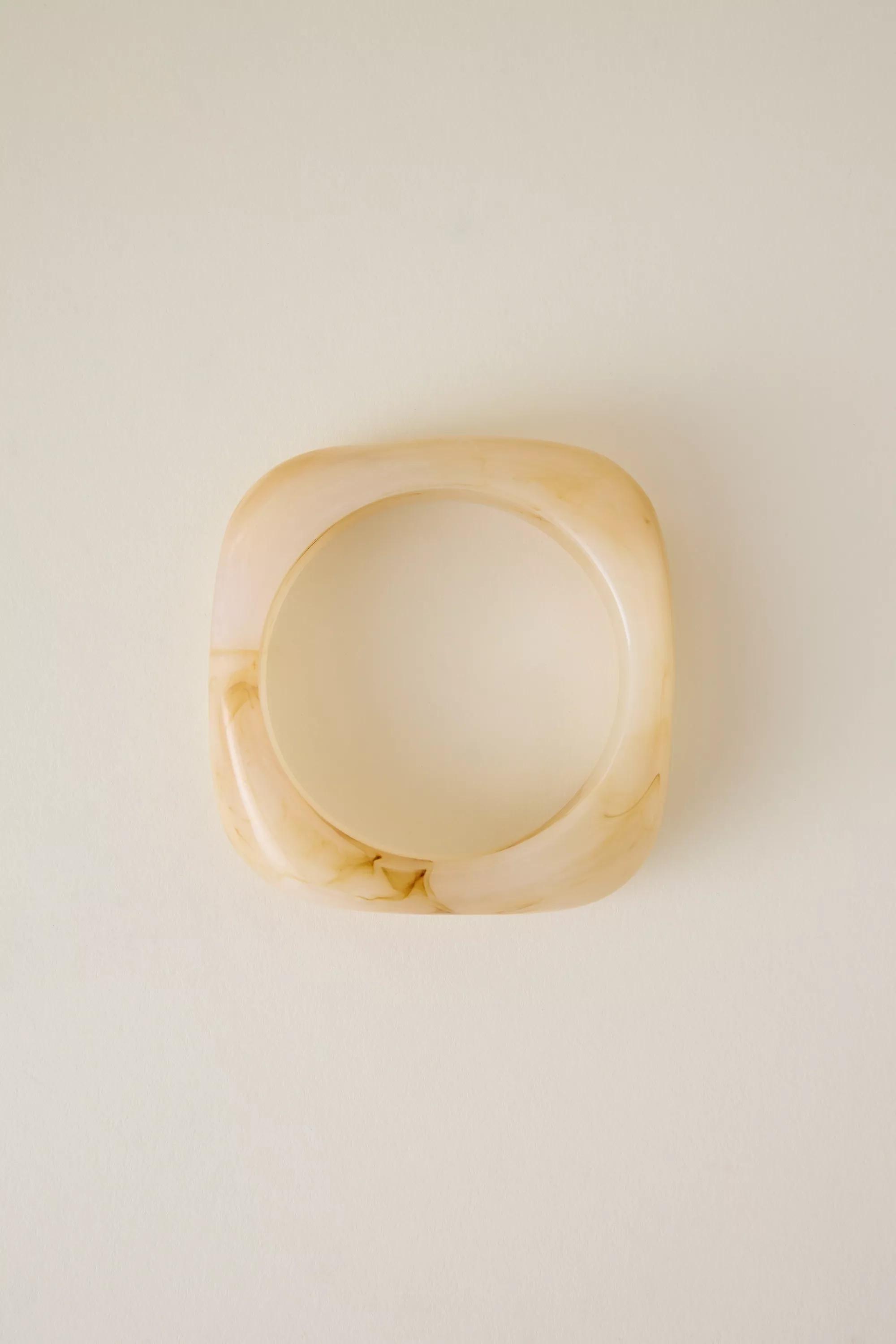 Angular Resin Bangle Bracelet, Beige, A501_0024, large image number 2