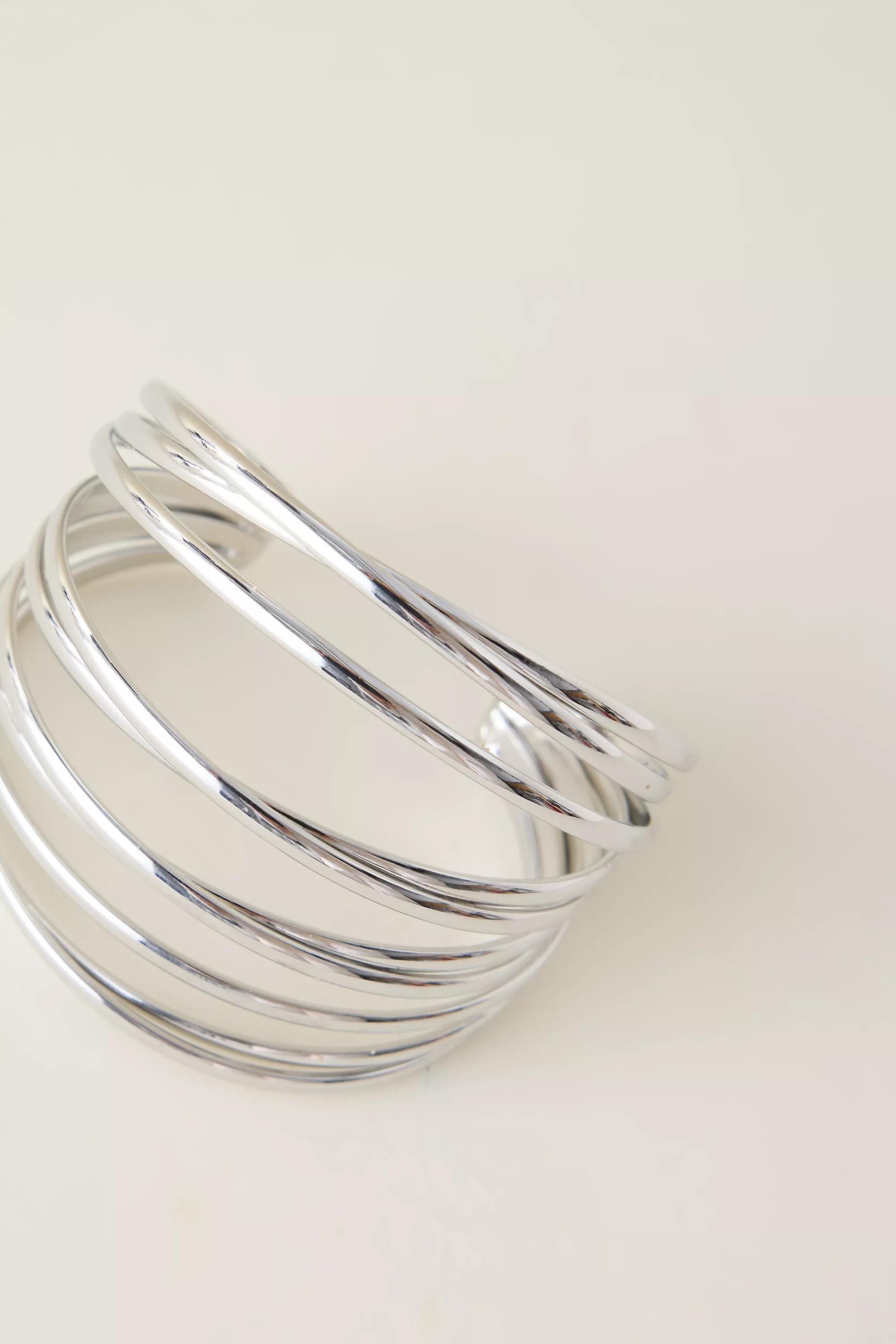 Multi-Layer Cuff Bracelet, Silver, A501_0007, large image number 3