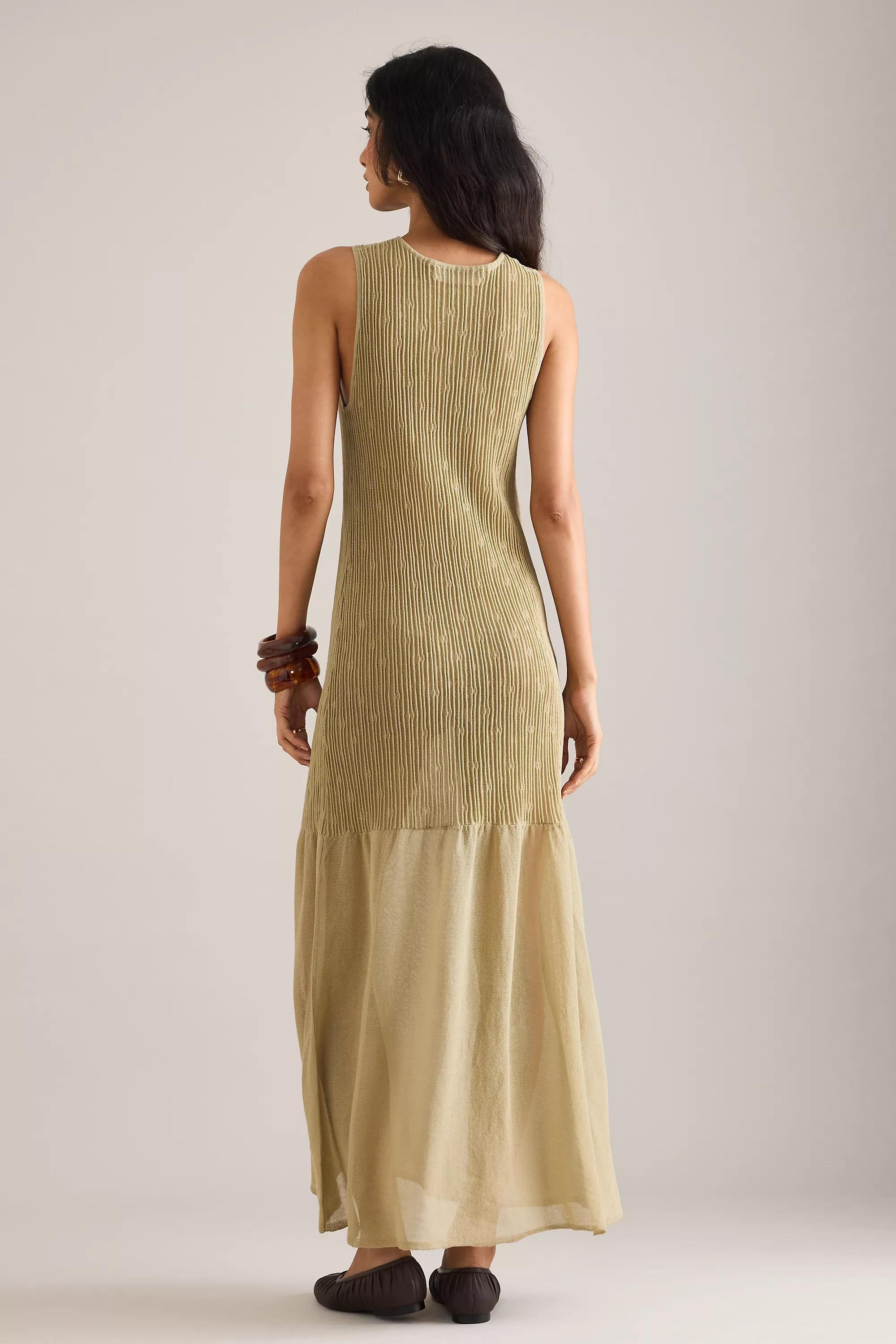 Selected Femme Lea Sleeveless Knit Maxi Dress, Khaki, A501_0035, medium